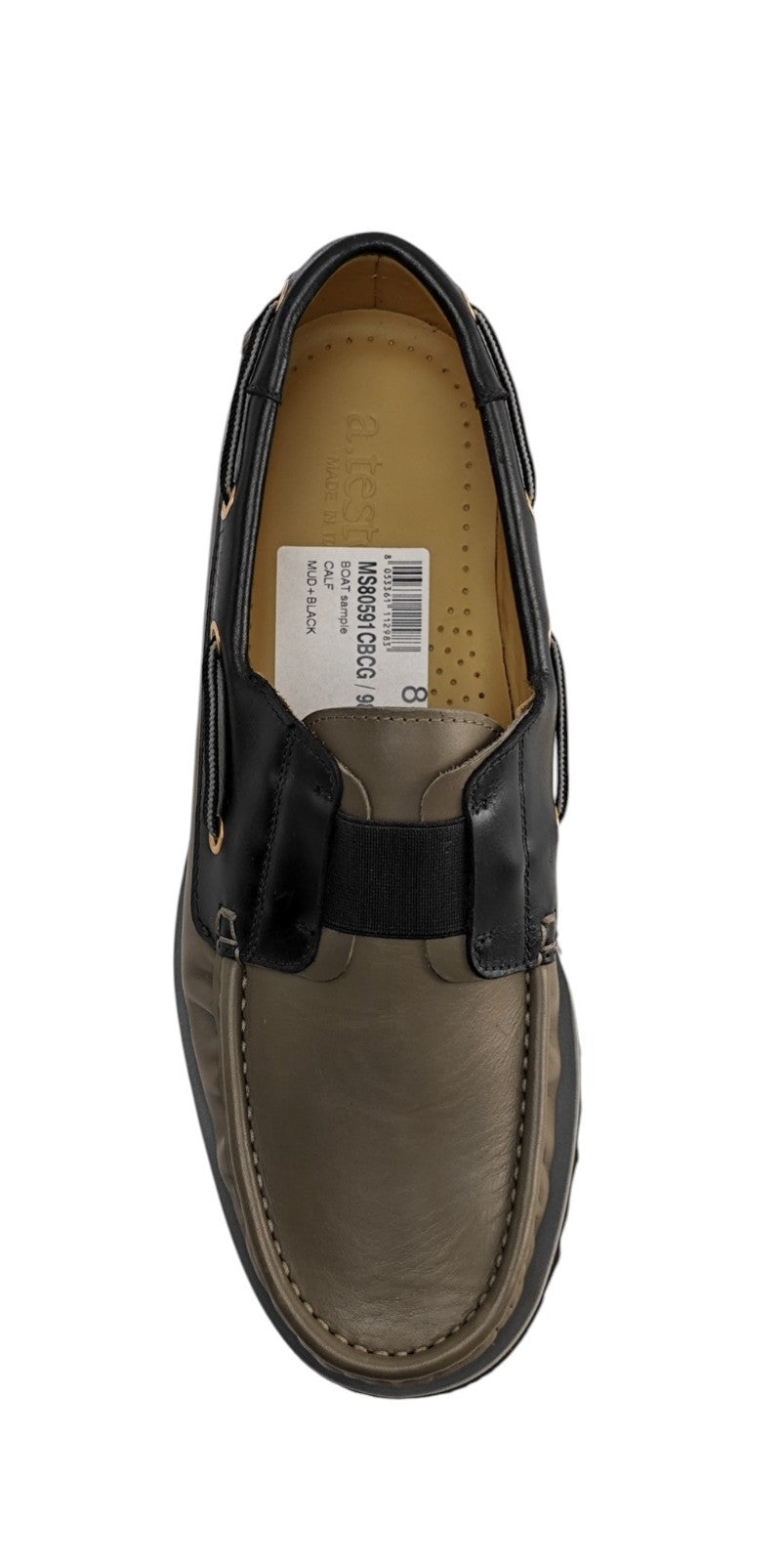 900$ TESTONI Boat Loafer Shoes Calf Mud / Black 8 UK / 9 US / 42 IT