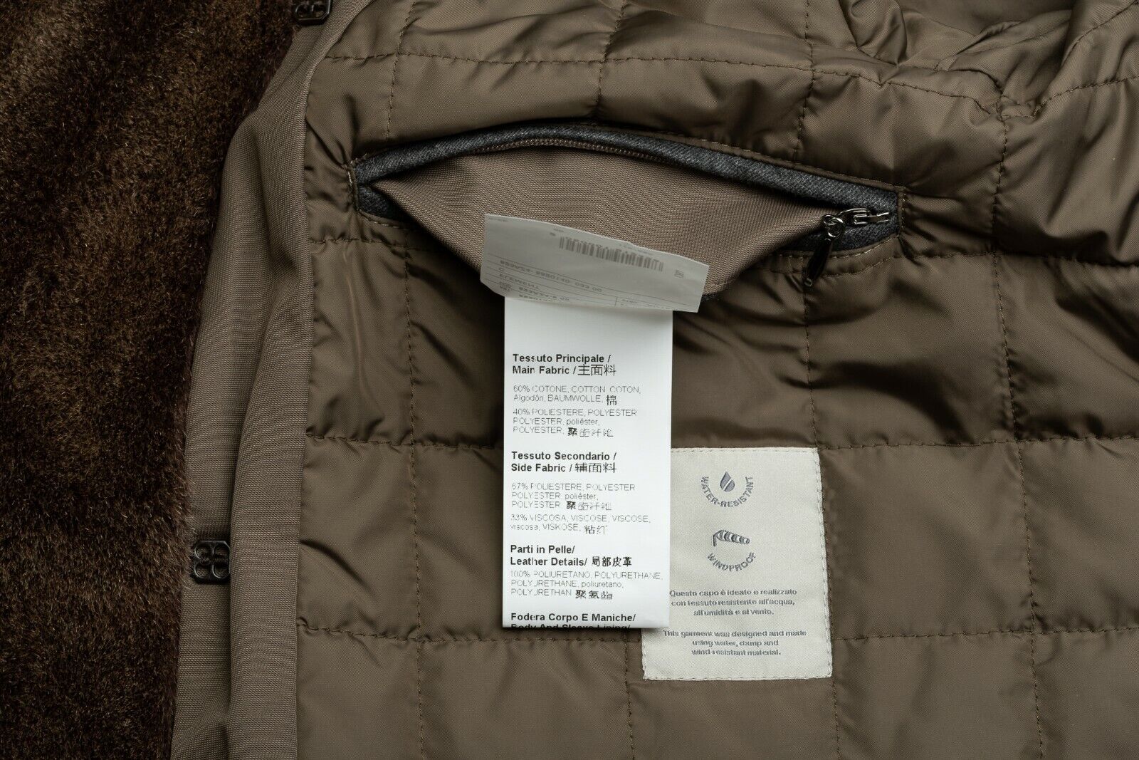 1050$ CORNELIANI Taupe Padded Trench Coat Water Resistant Fur In Wool