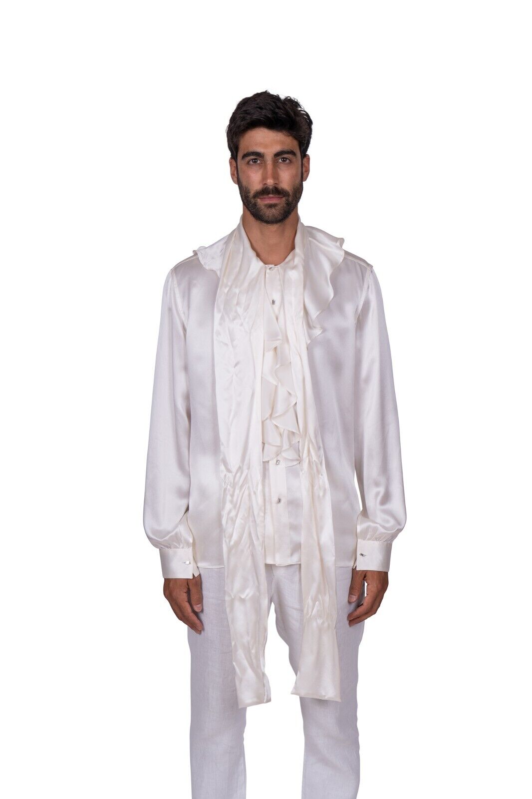 1800$ RARE!! GERLIN "VICTORIAN" Shirt 100% Satin Silk  Size M - BIJAN