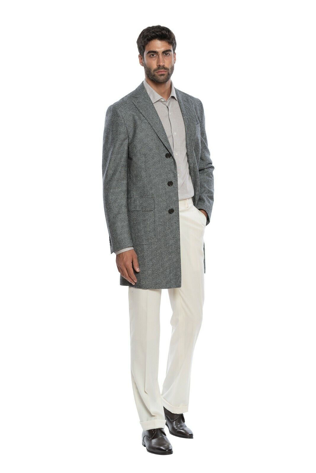2000$ CORNELIANI Sartorial Coat Gray Houndstooth Virgin Wool 40 US / 50 EU 7R