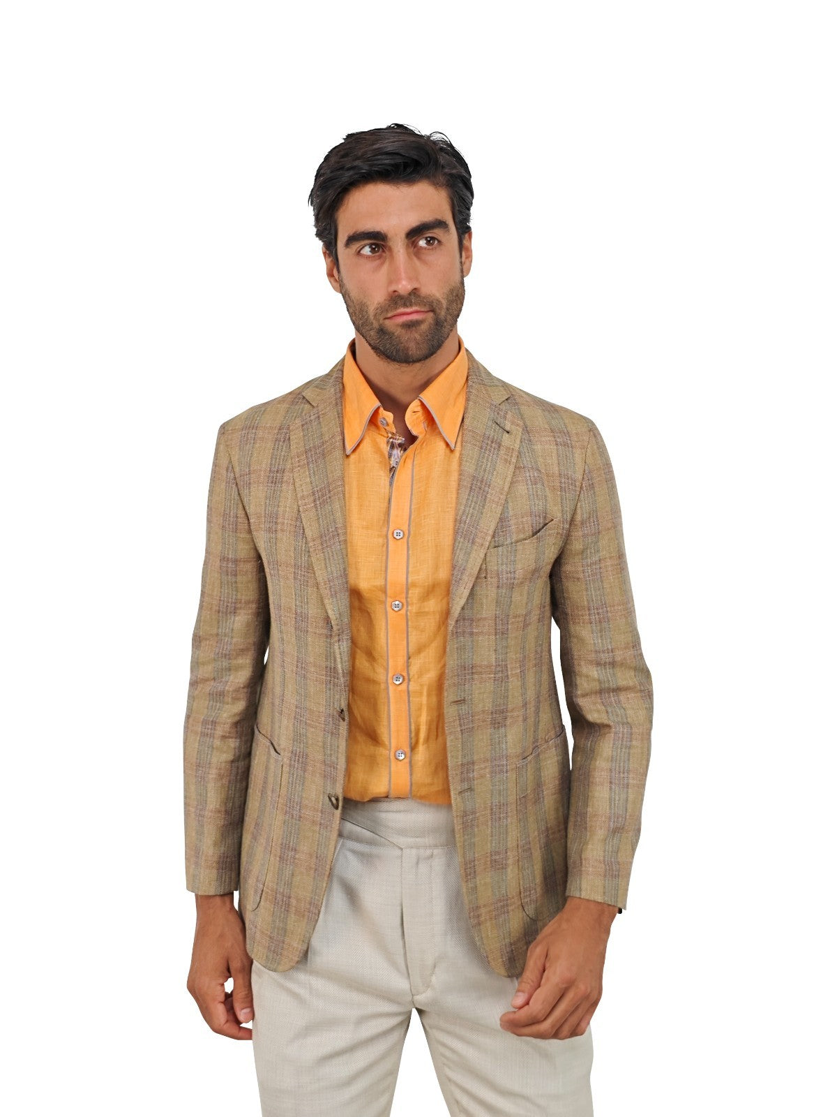 $1950 RUBINACCI NAPOLI Beige Jacket Sport Coat Silk Linen Bamboo 36 US / 46 EU