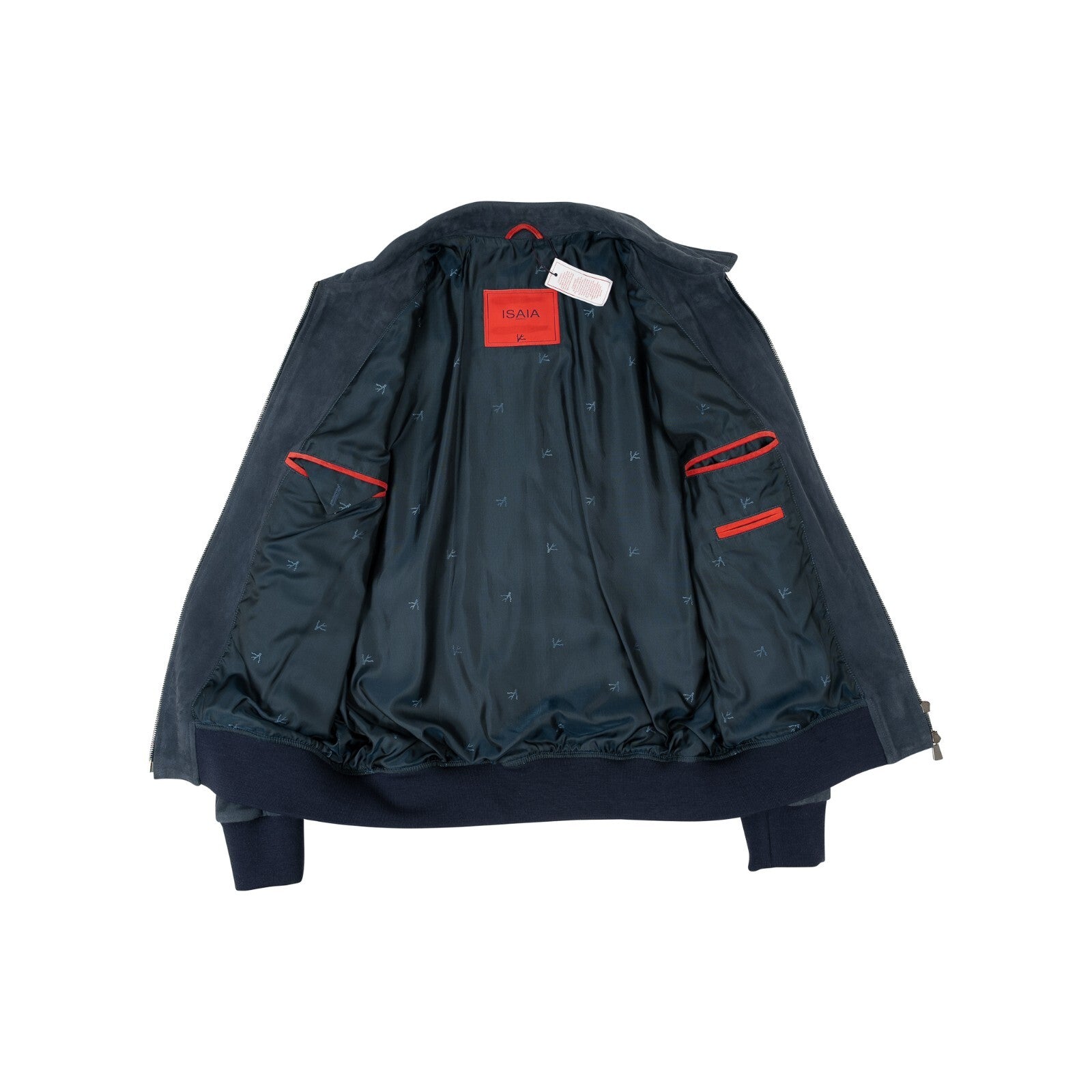 $5800 ISAIA NAPOLI Slate Blue Bomber Jacket 100% Lambskin Leather 38 US / 48 EU