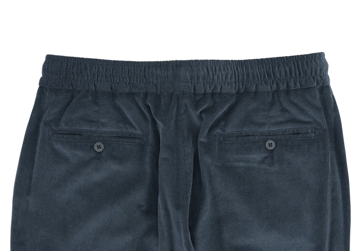 1300$ ISAIA NAPOLI Corduroy Blue Drawstring Pant Cotton Cashmere 36 US / 52 EU