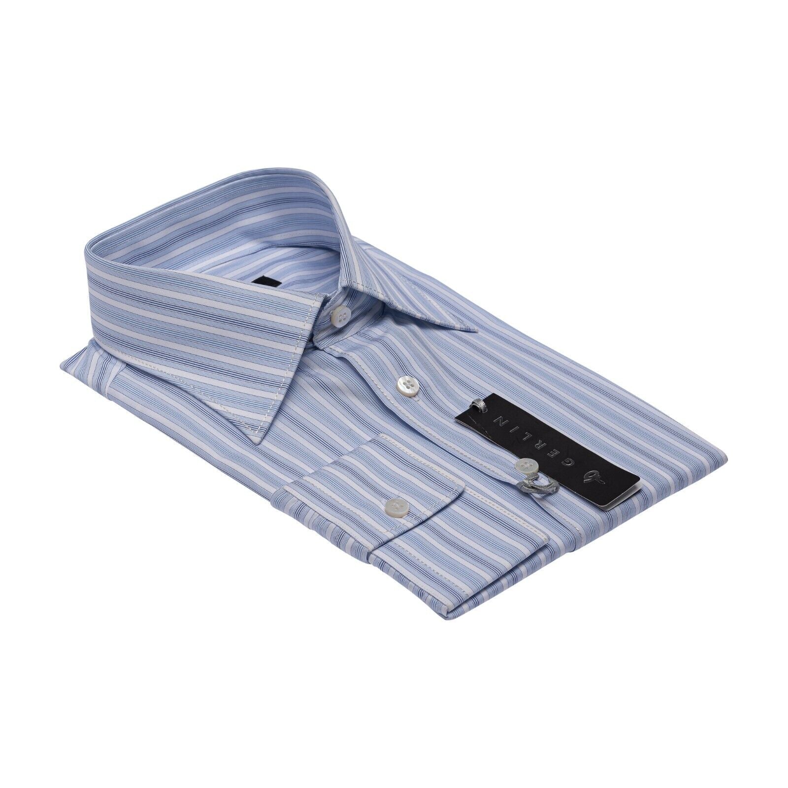 690$ LUXURY GERLIN Shirt Blue SUPRALUX ALUMO Cotton 16 - 41 4D BIJAN