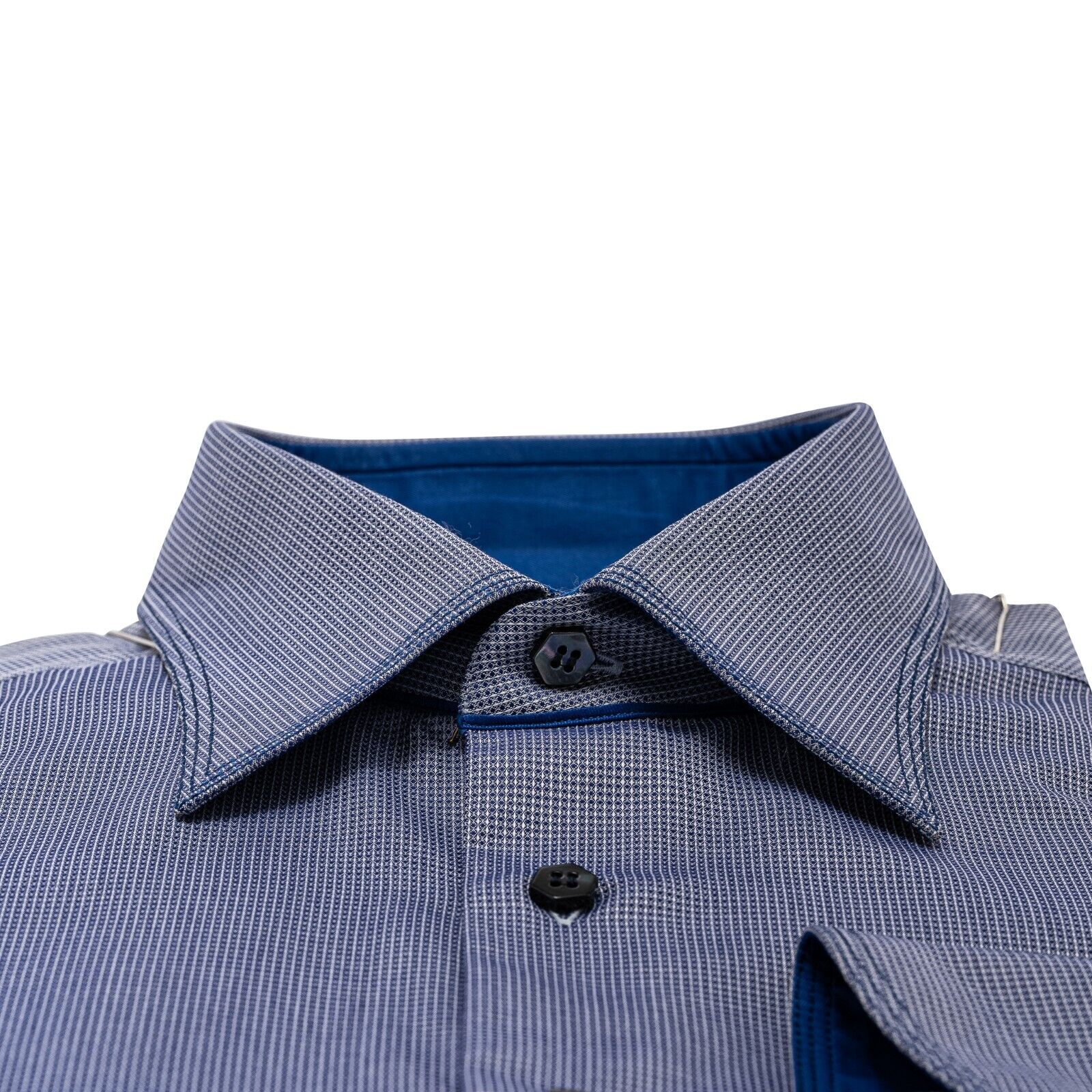 690$ LUXURY GERLIN Shirt Blue Indigo Jacquard Cotton 16 - 41 5B BIJAN