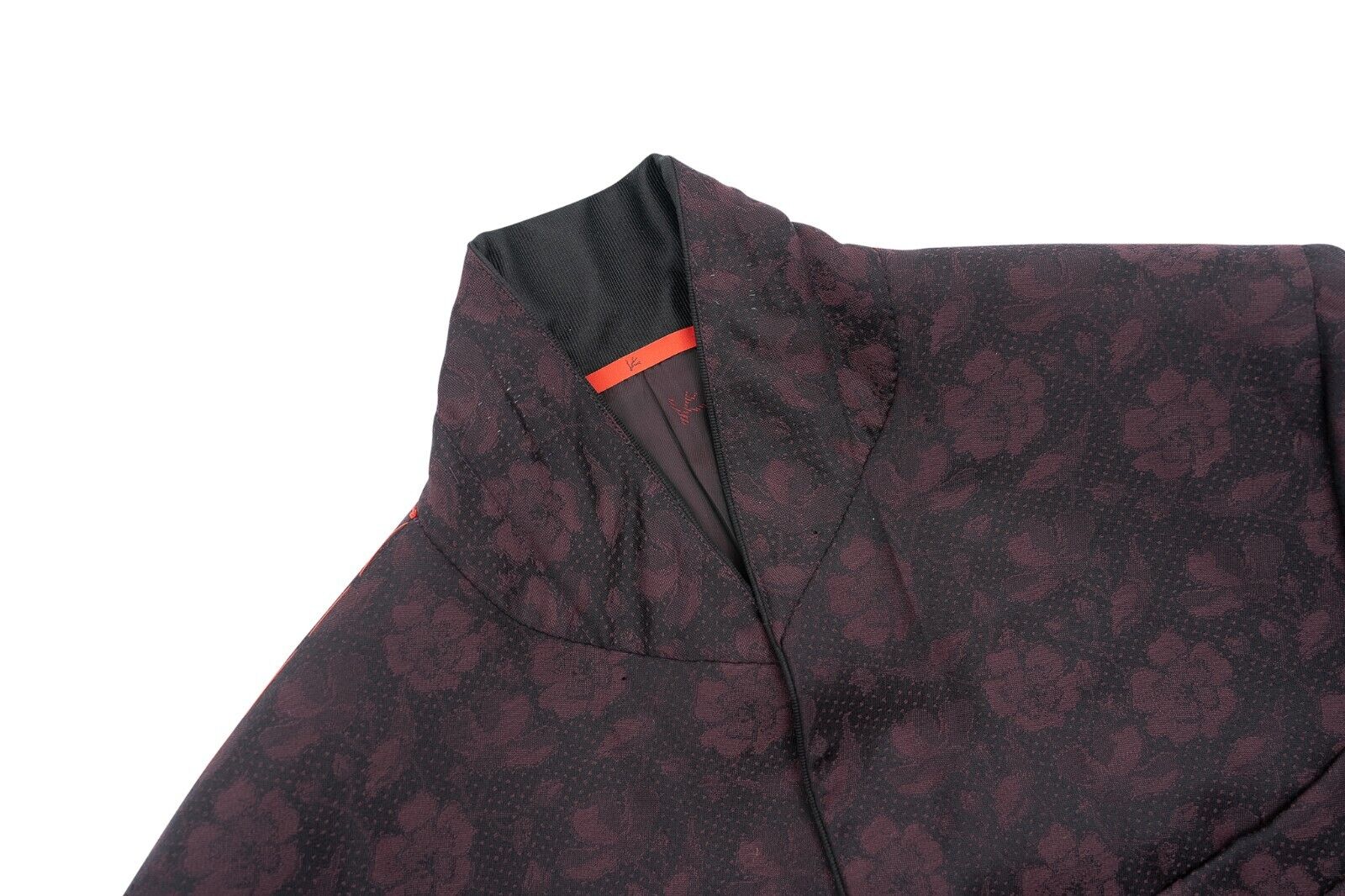 $5800 ISAIA NAPOLI Burgundy Jacquard Floral Tuxedo Jacket Wool  40 US / 50 EU 8R
