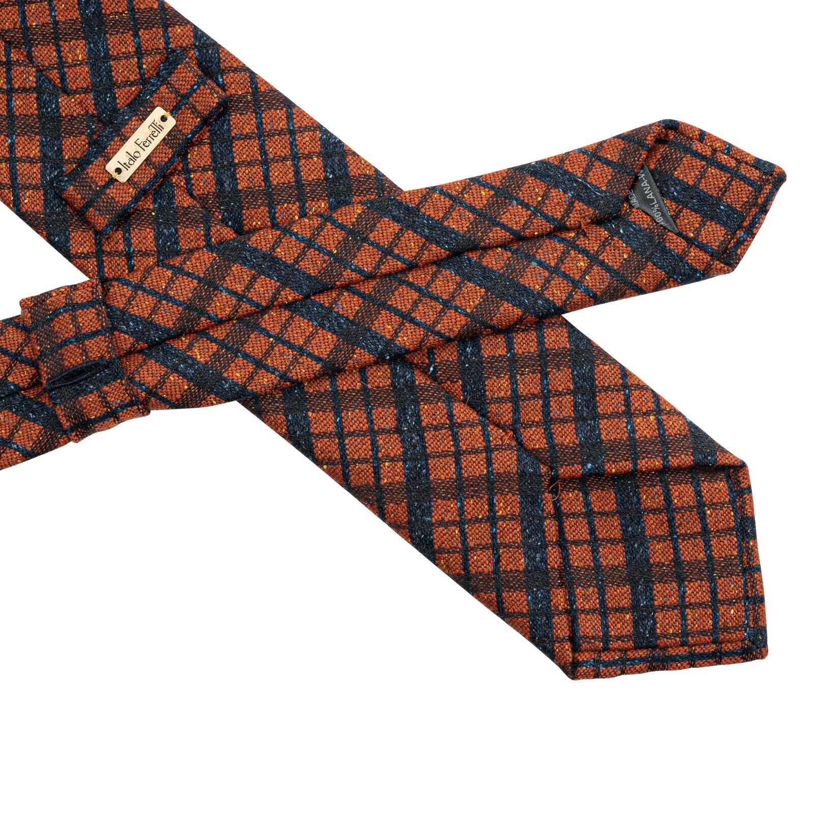 $290 ITALO FERRETTI Tie Check Rust 100% Wool Handmade in Italy BIJAN