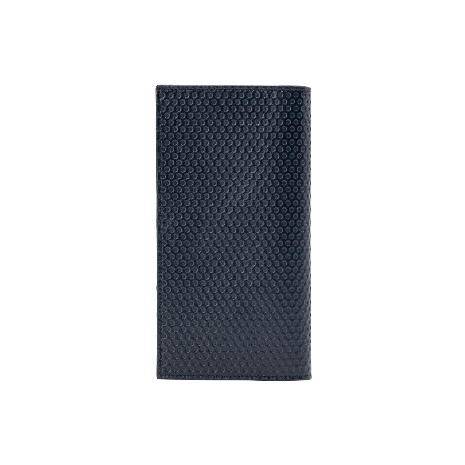 $380 Testoni Bologna Blue Navy Document Holder Long Wallet Honeycomb Calf