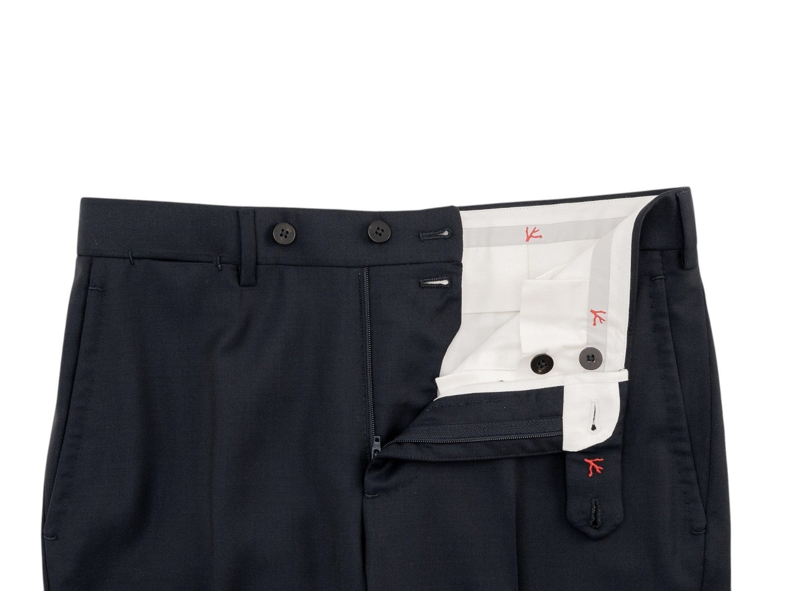 1550$ ISAIA Hand-Sewn Tapered Dress Pant Fine Wool Blue Navy 30 US / 46 EU 7R