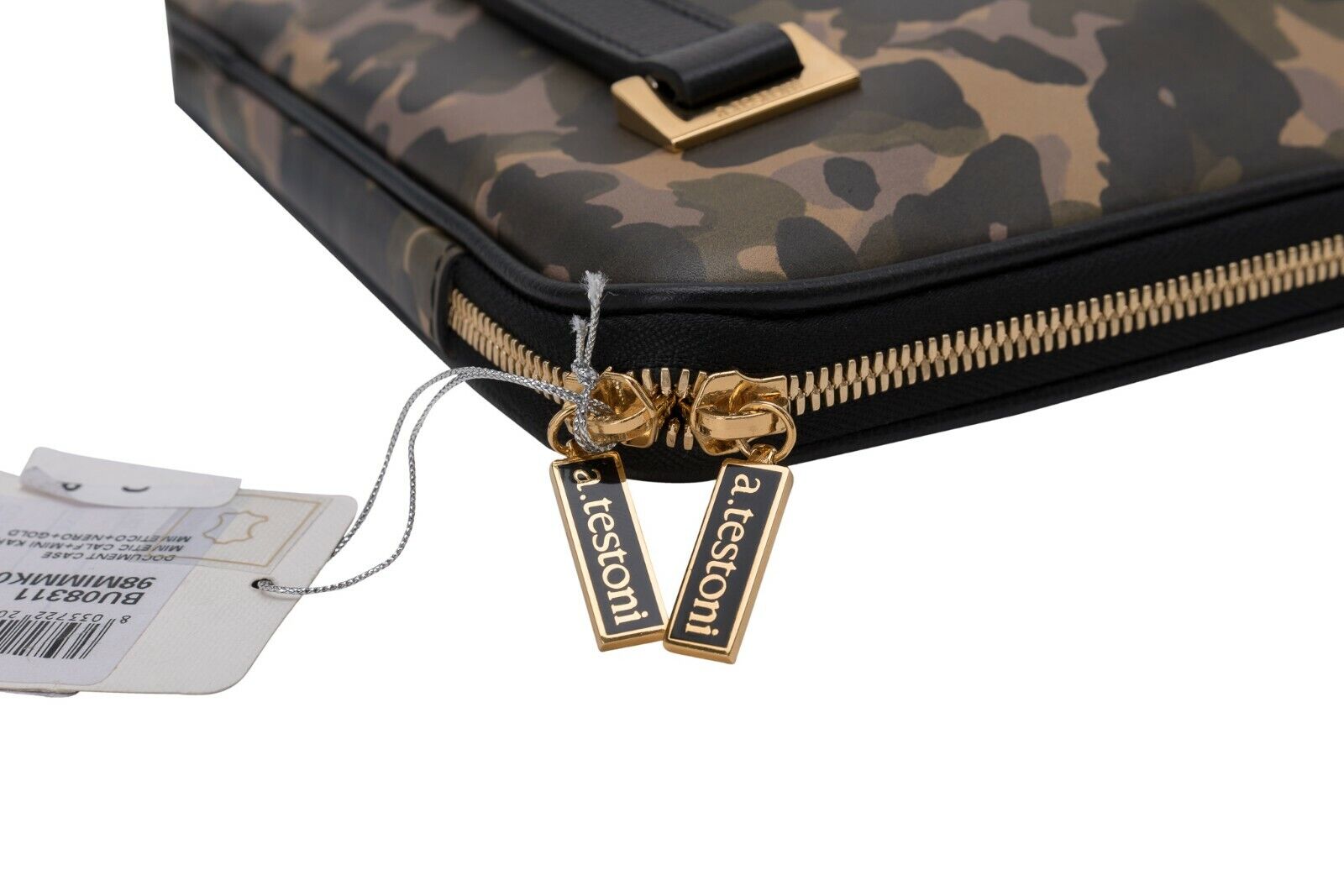 $620 Testoni Bologna Camouflage Calf Clutch Bag / Document Holder + PC case