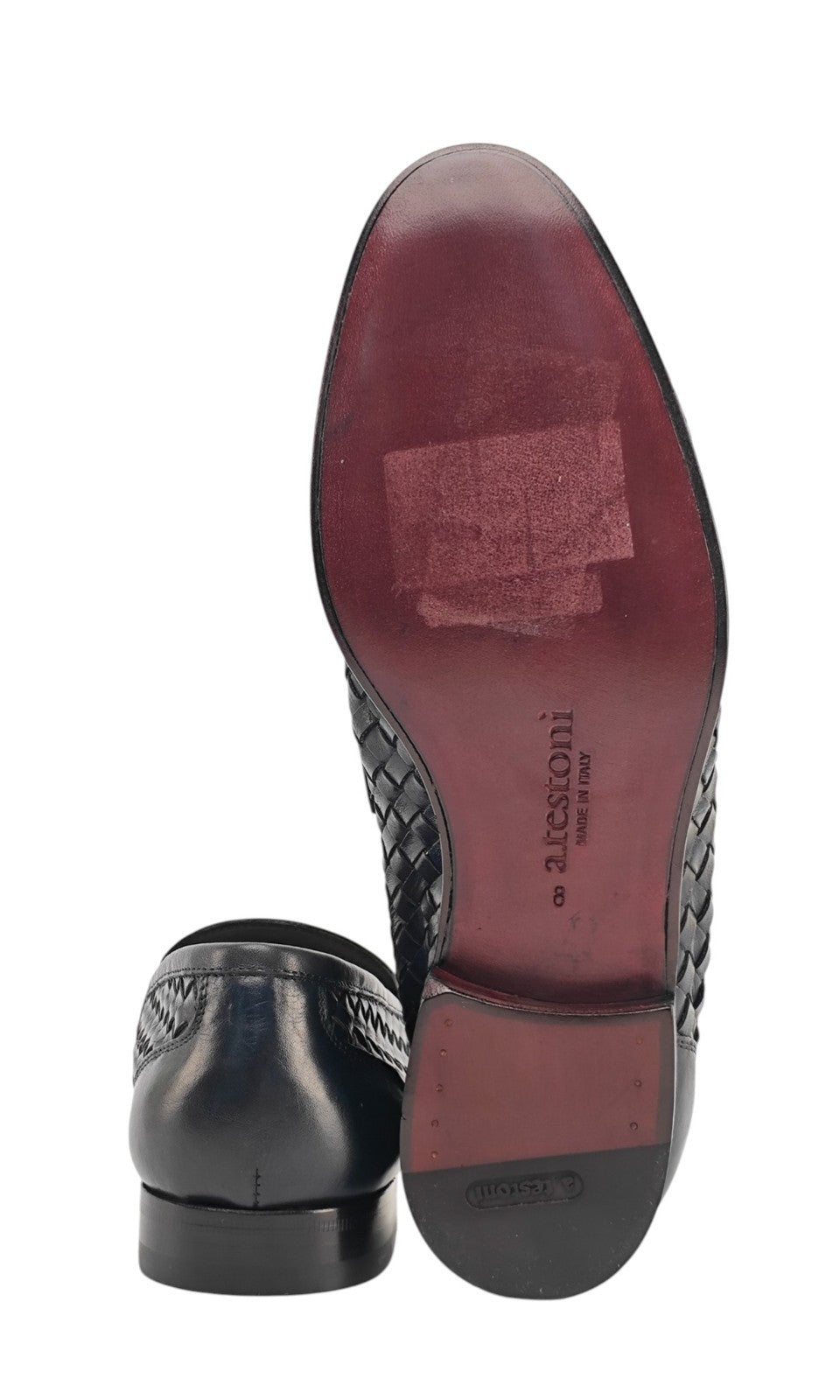 1250$ TESTONI "Tivoli" Blue Unlined Loafer Shoes Woven Calf 8 UK / 9 US / 42 IT