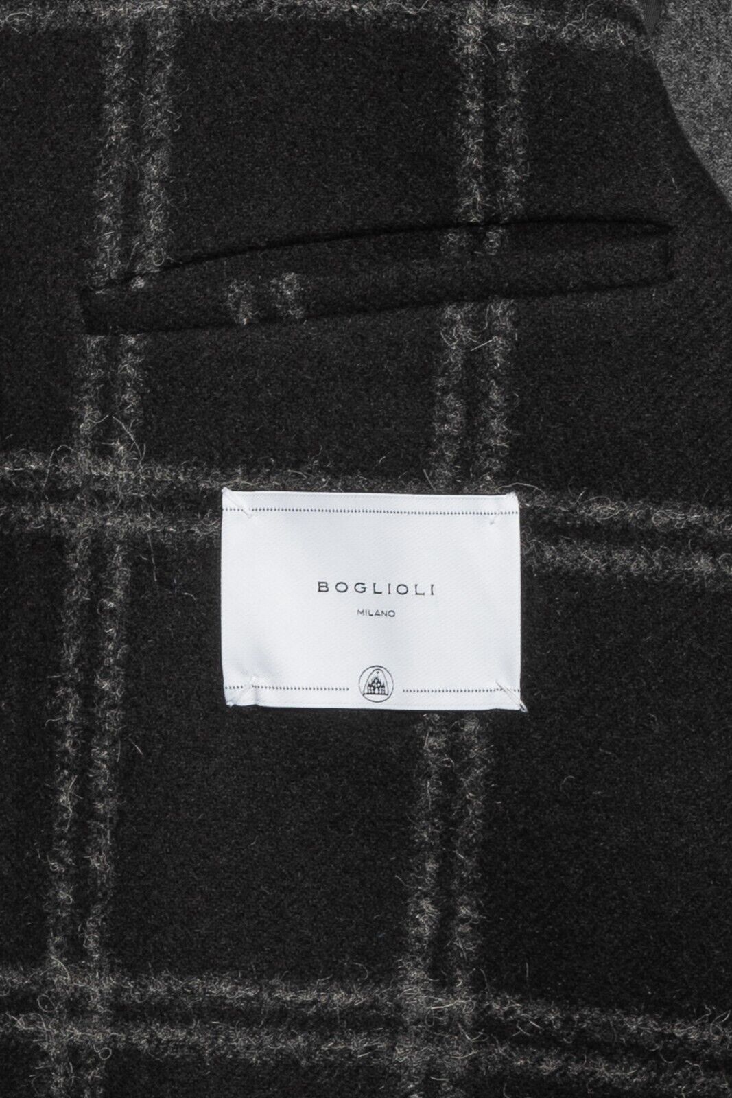 $1600 BOGLIOLI Single Braested Black Coat K.Jacket Flannel Wool 38 US / 48 EU