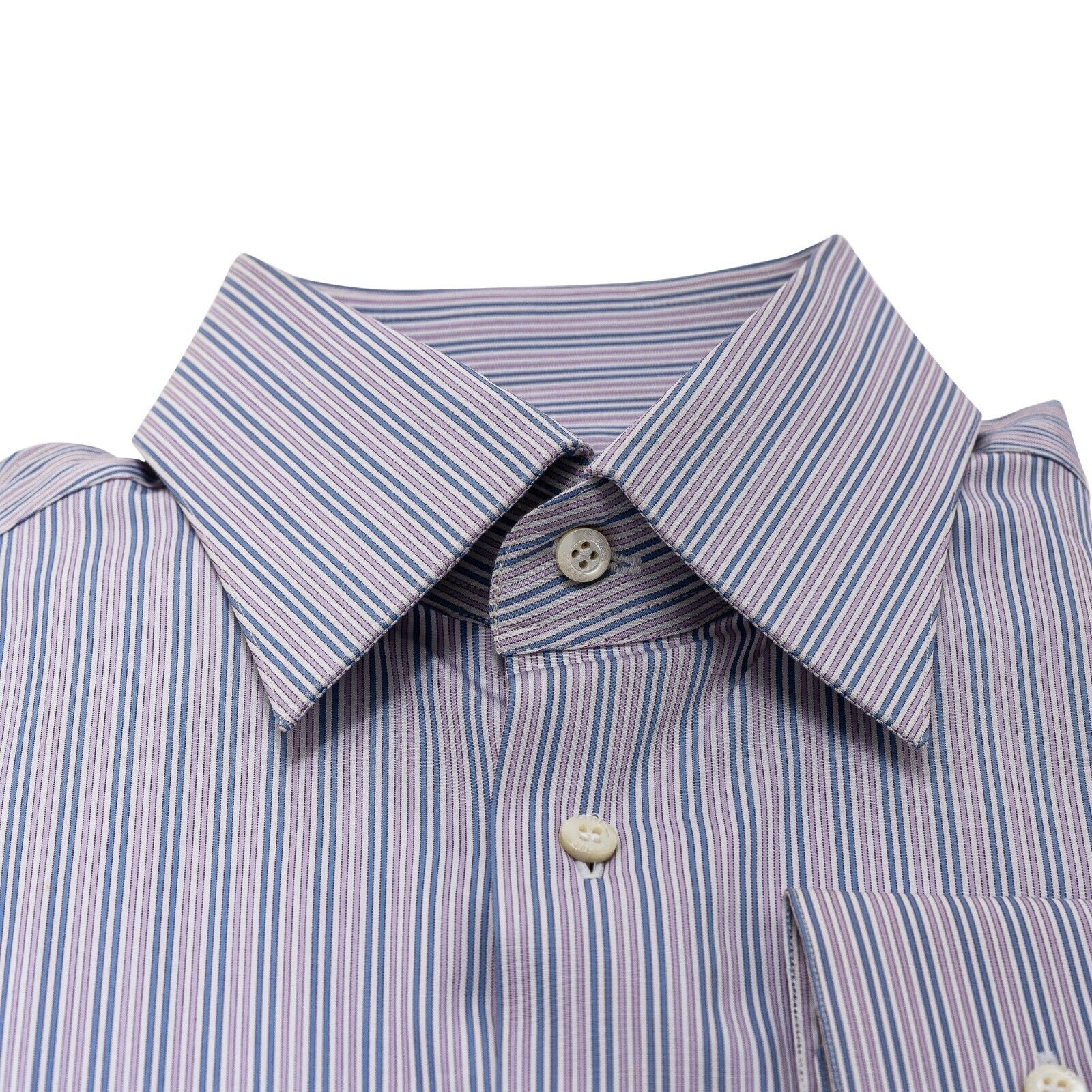 690$ LUXURY GERLIN Shirt Striped Pink Fine Cotton 16 - 41 7Z BIJAN