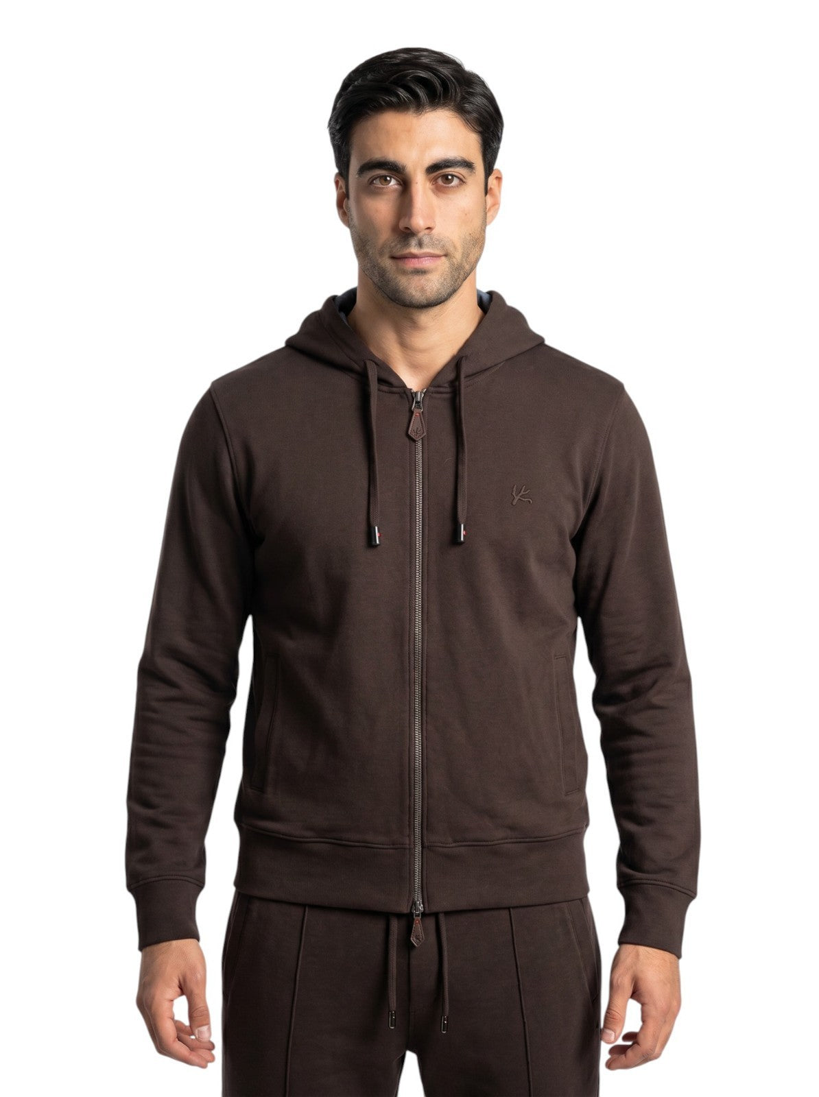 $2950 ISAIA "Logo" Brown Tracksuit Jogging Jersey Cotton - Cashmere Size L