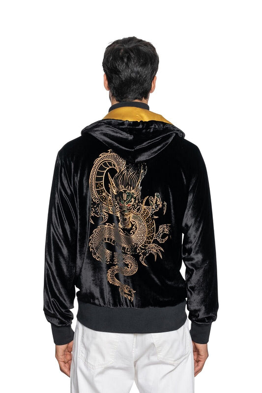 2000$ ITALO FERRETTI Bomber Jacket Velvet "YEAR OF THE DRAGON" Size L ZILLI