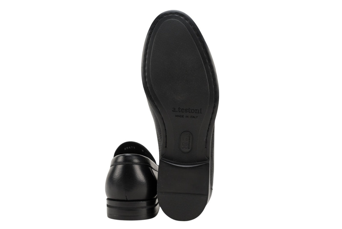 1300$ TESTONI Mocs Loafer Shoes Deer + Dark Metal Black 8 UK / 9 US / 42 IT