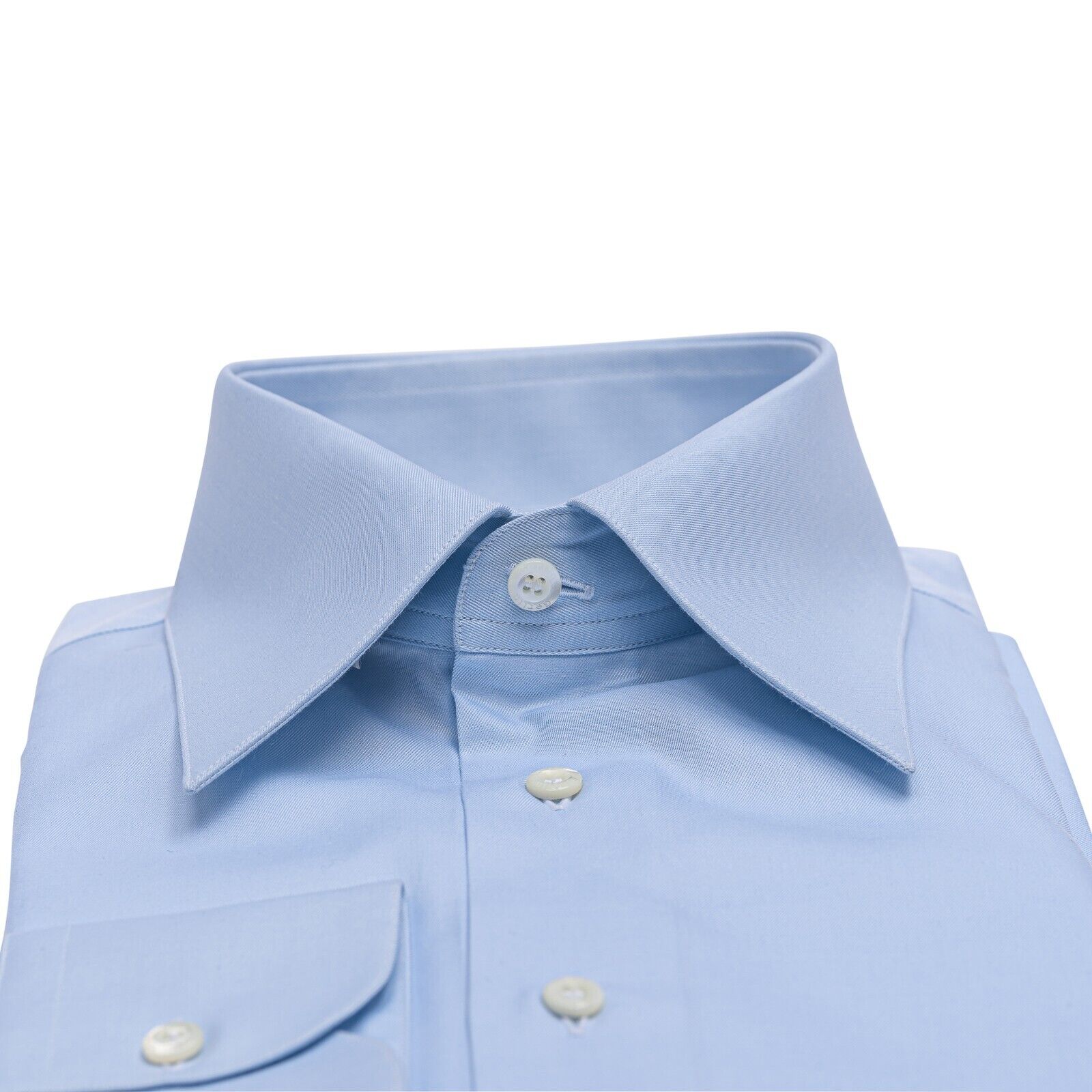 690$ LUXURY GERLIN Shirt Blue Point Collar Fine Cotton 1AH ZILLI