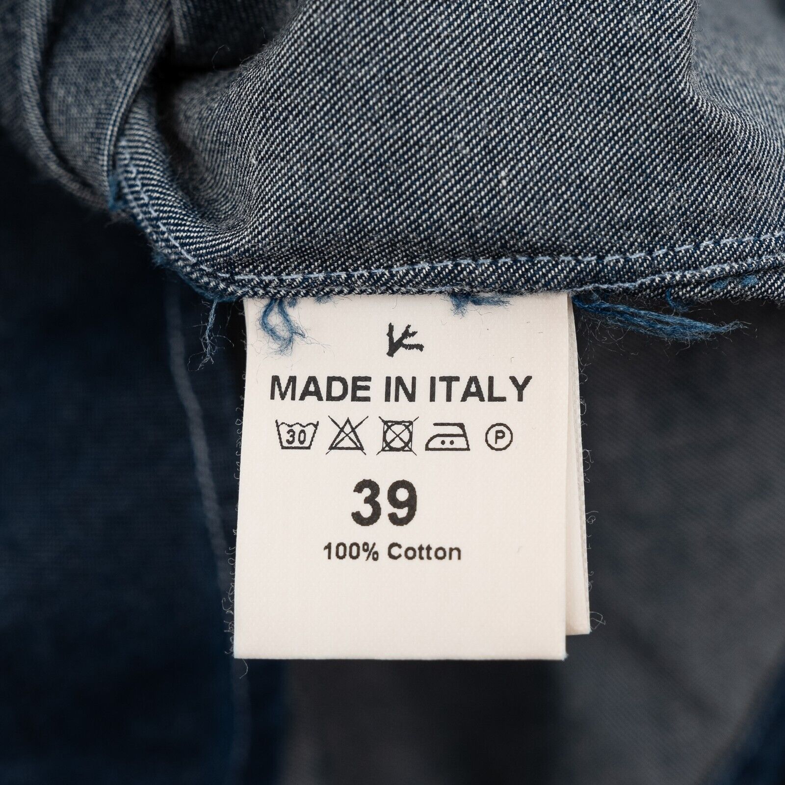 750$ ISAIA NAPOLI Dark Blue Hand-Sewn Casual Shirt Denim Cotton  15.5 - 39