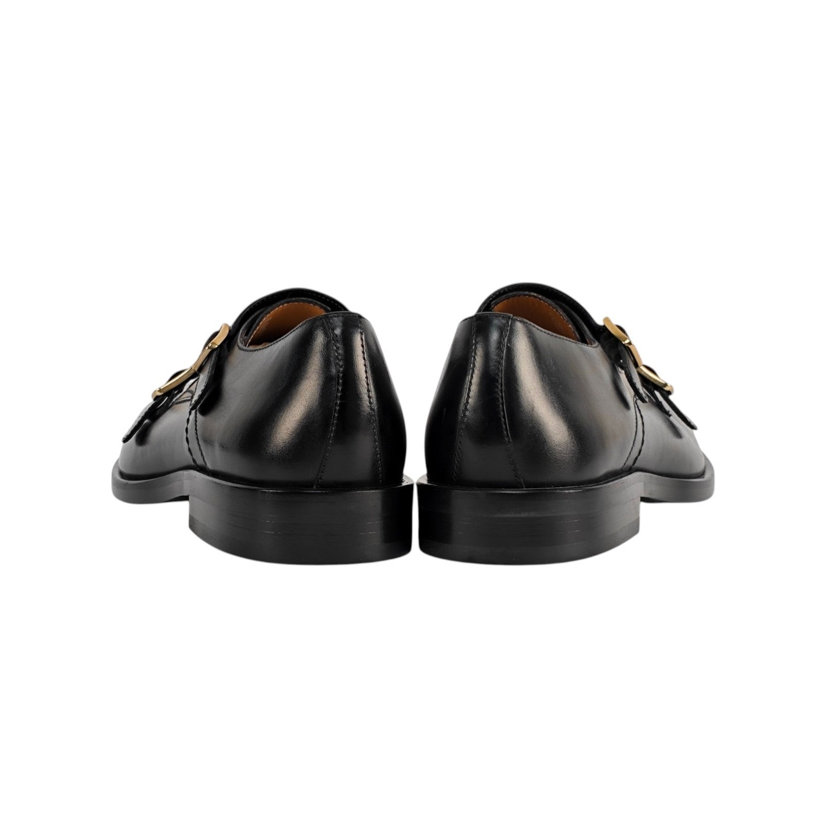 1250$ TESTONI Double Monk Shoes Buckle Black Lux Calf 8 UK / 9 US / 42 IT