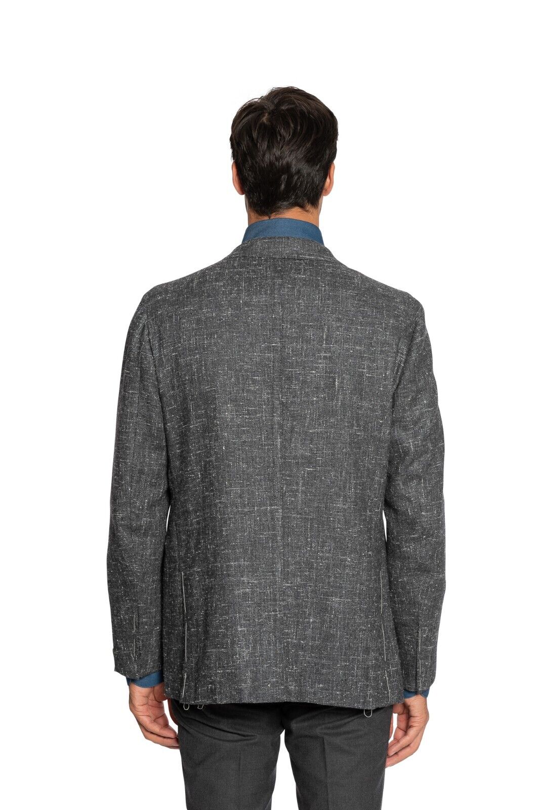 $2150 LUIGI BORRELLI "FIRENZE" Hand-Sewn Dark Gray Jacket Cashmere Silk Mohair
