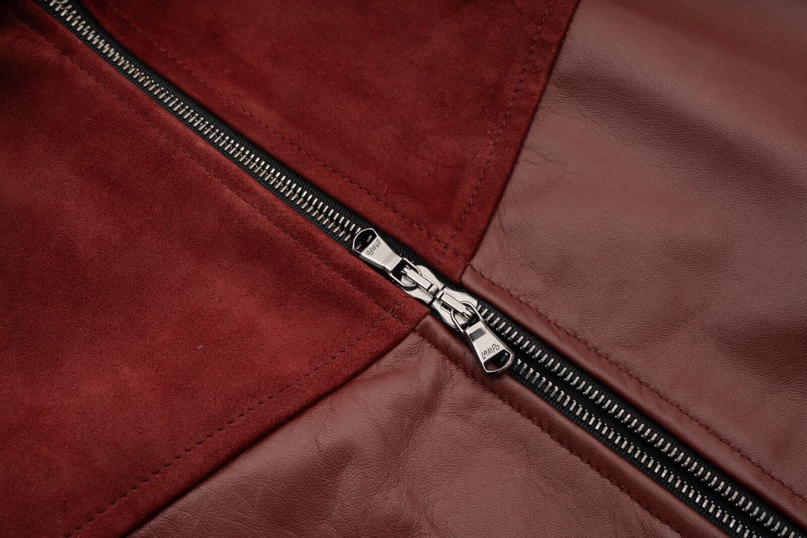 $2400 EIDOS by ISAIA NAPOLI Burgundy Jacket Nappa Leather + Suede 38 US / 48 EU