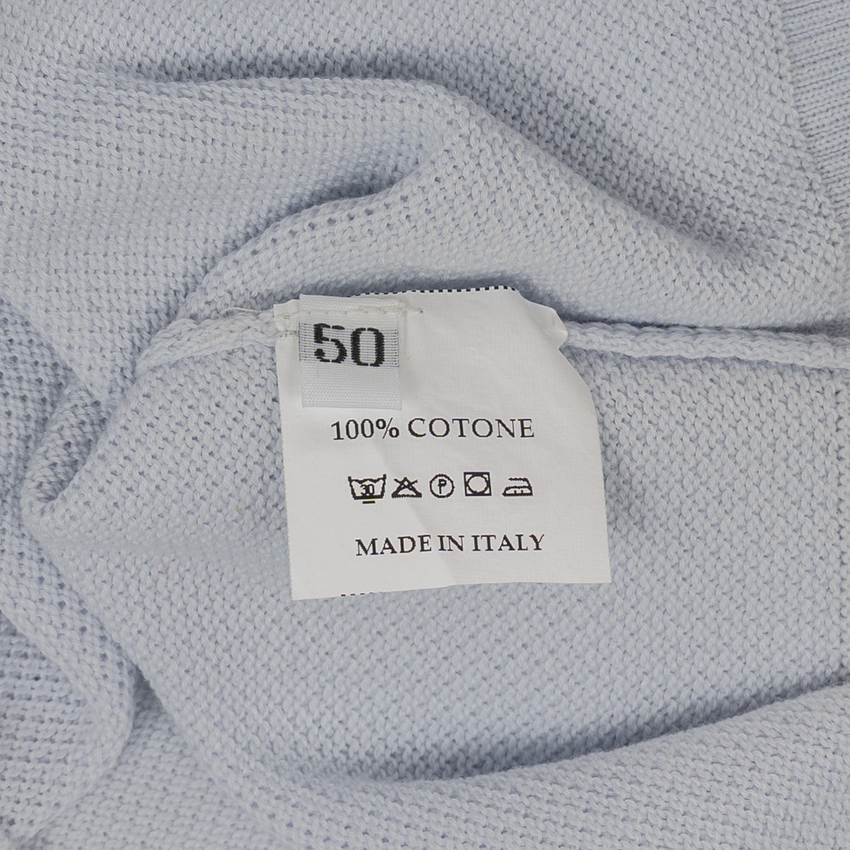 420$ RUBINACCI NAPOLI Ice Blue Sweater V-Neck Knit Cotton