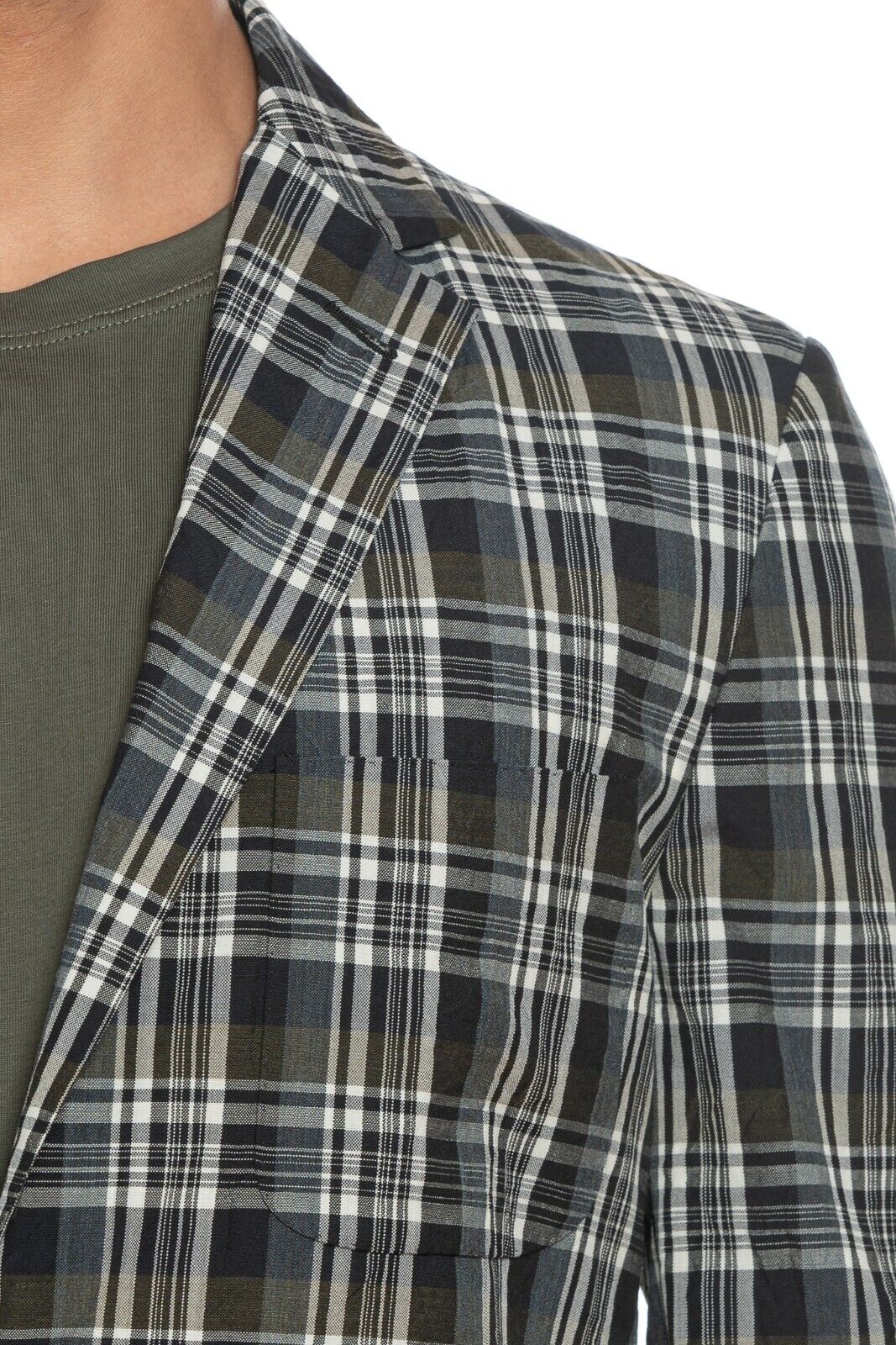 1490$ BELVEST Summer Jacket Checks Ultra Light Wool Gray / Blue / Green Drop 8