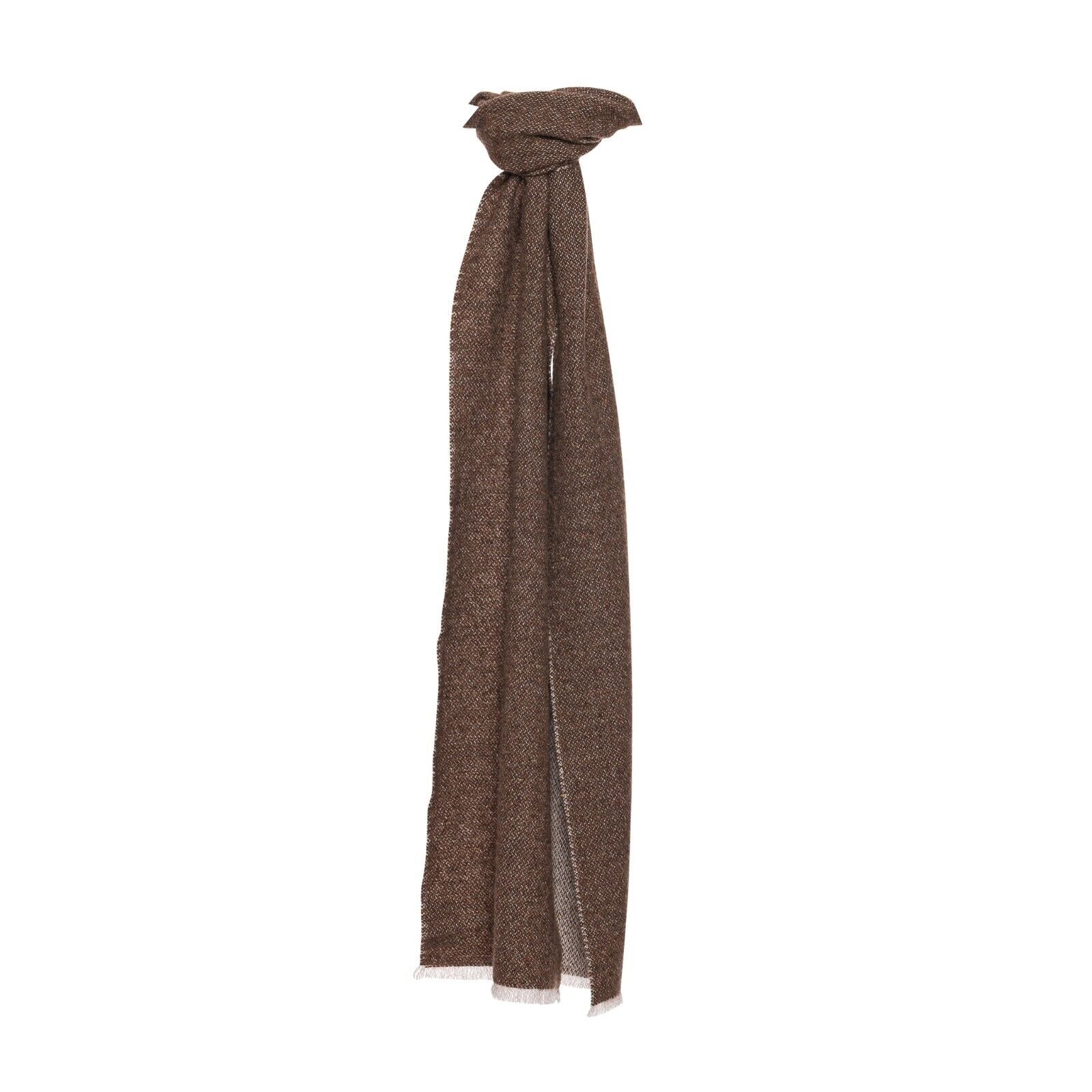 360$ FEDELI CASHMERE Casual Chic Stole Scarf Dark Brown 100% Soft Cashmere Tweed