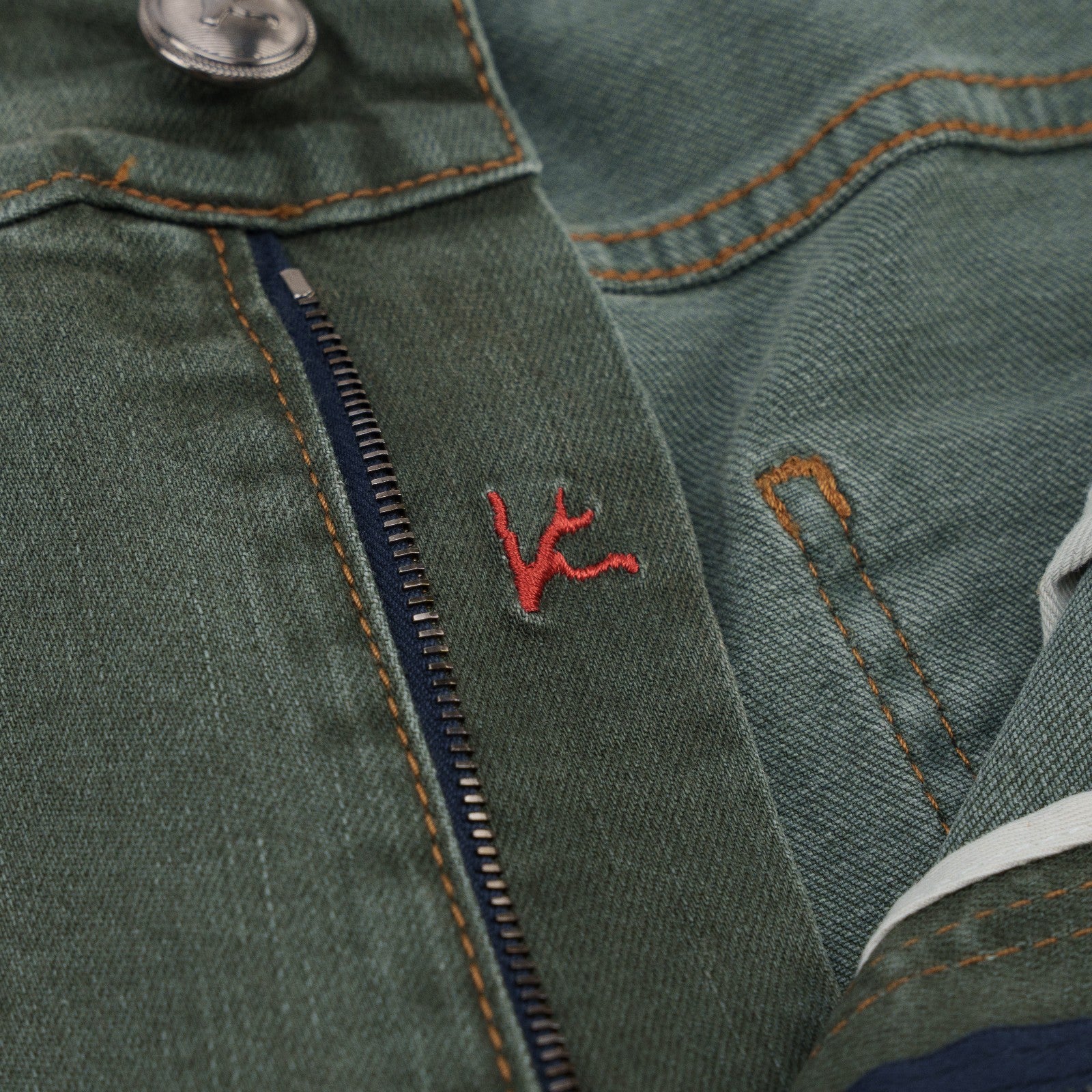 690$ ISAIA NAPOLI Washed Green Denim Jeans 5 Pockets Cotton Slim 40 US / 56 IT