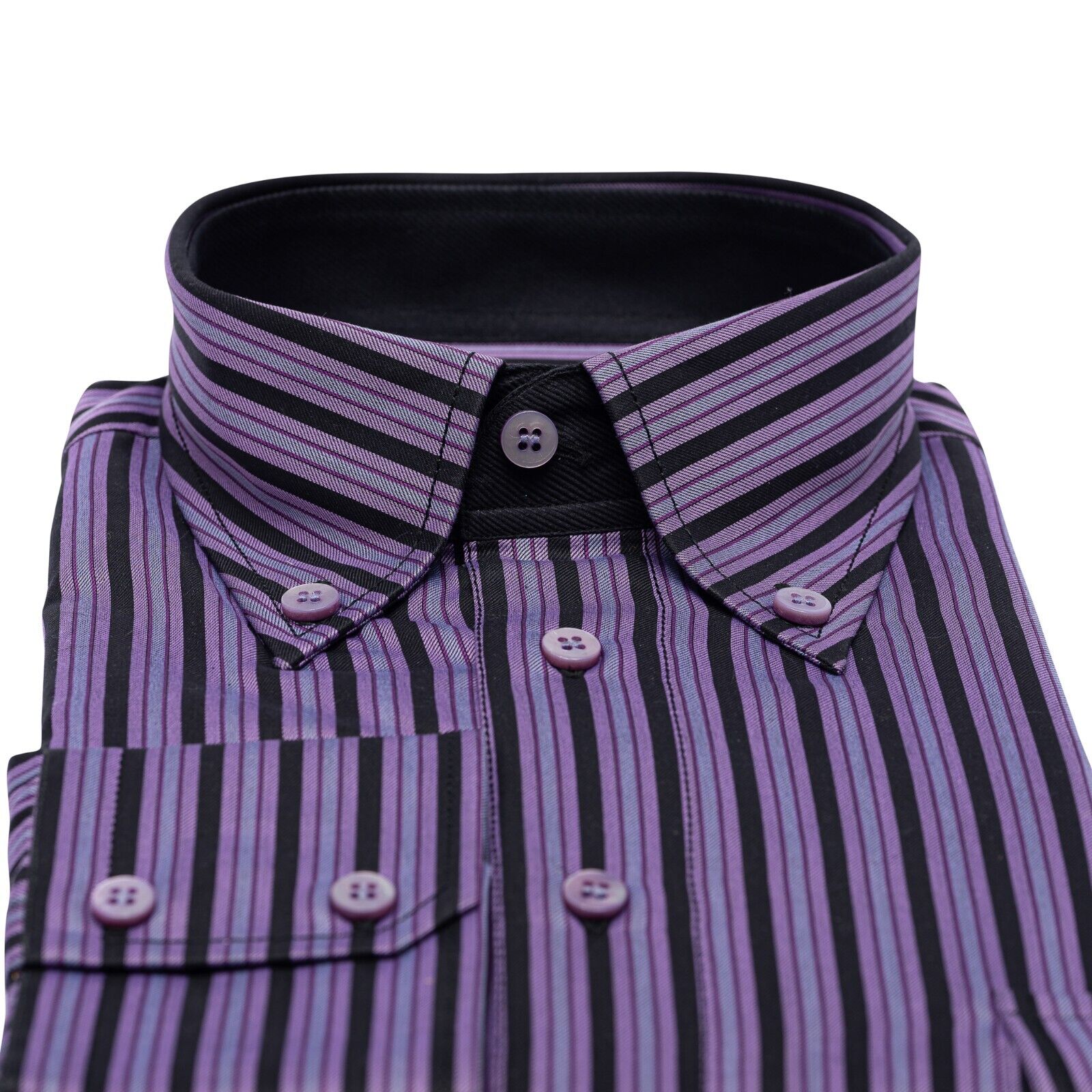 690$ LUXURY GERLIN Shirt Striped Violet Cotton 16 - 41 - 7F BIJAN