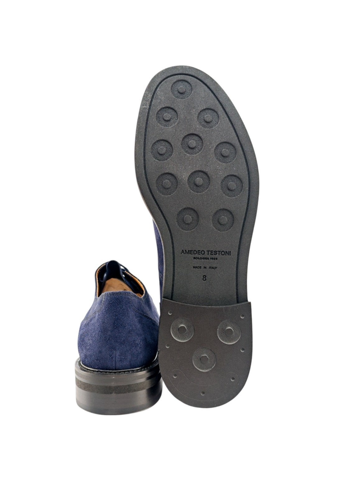 1050$ TESTONI "Camogli" Derby Shoes Blue Suede 8 UK / 9 US / 42 IT