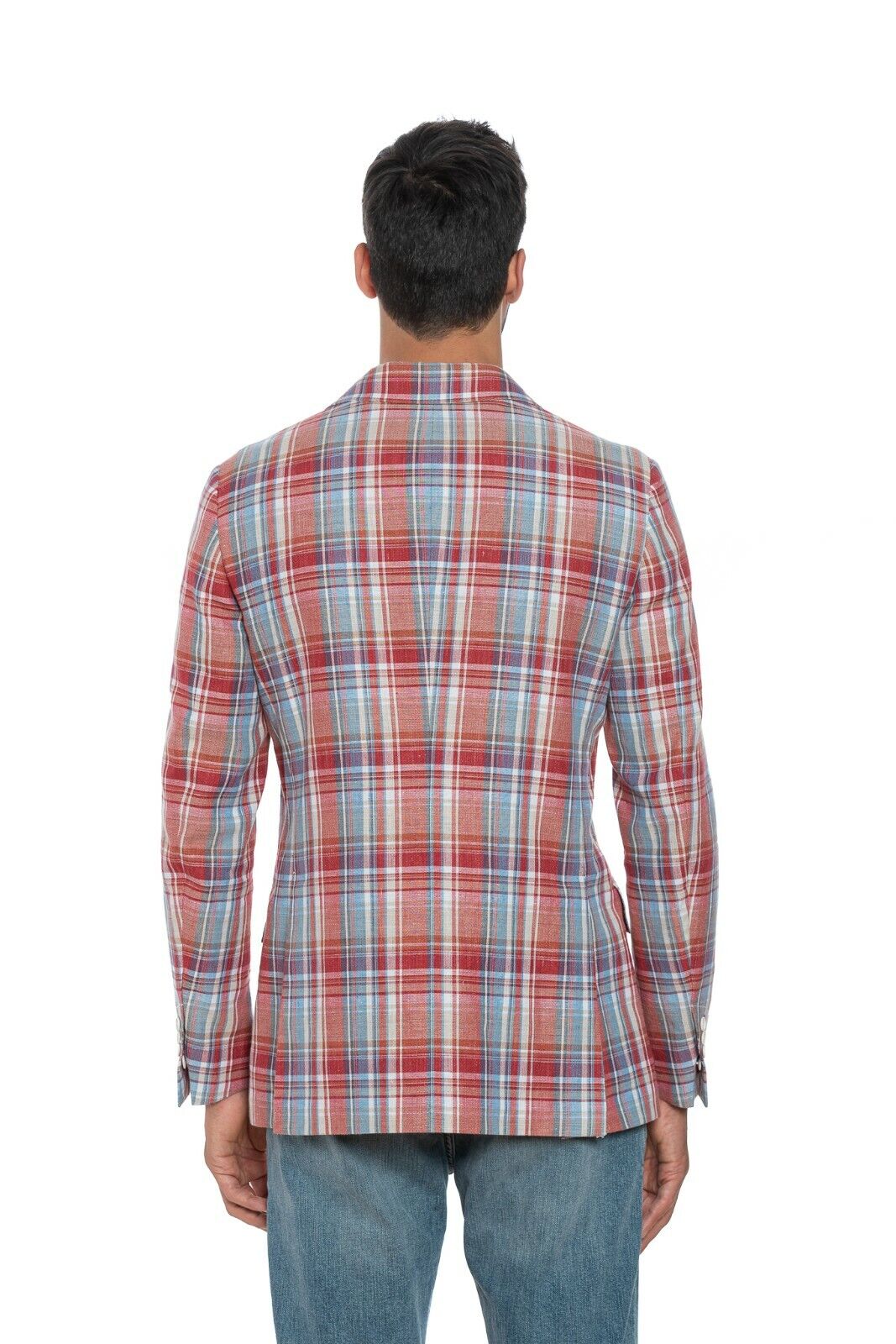 1900$ BELVEST Sartorial Double Breasted Jacket Check Linen Cotton Super Slim Fit