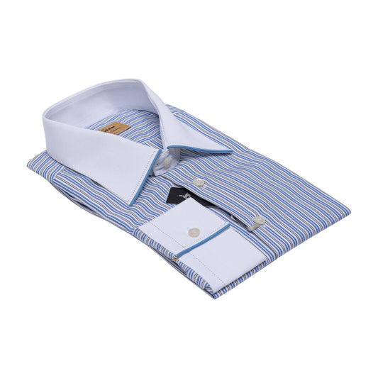 690$ LUXURY GERLIN Shirt Striped SUPRALUX ALUMO Cotton 16 - 41 1T ZILLI