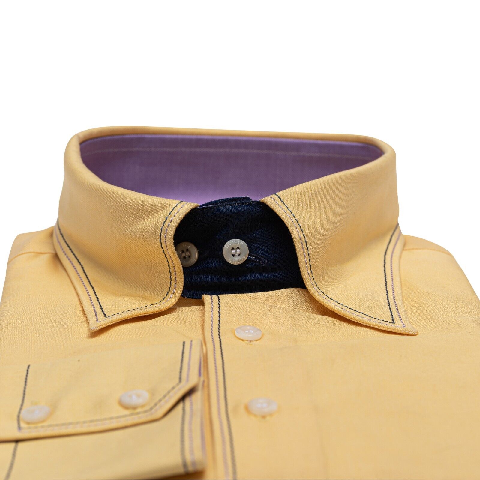690$ LUXURY GERLIN Shirt Yellow ALUMO Cotton Point Collar 16-41 5S BIJAN