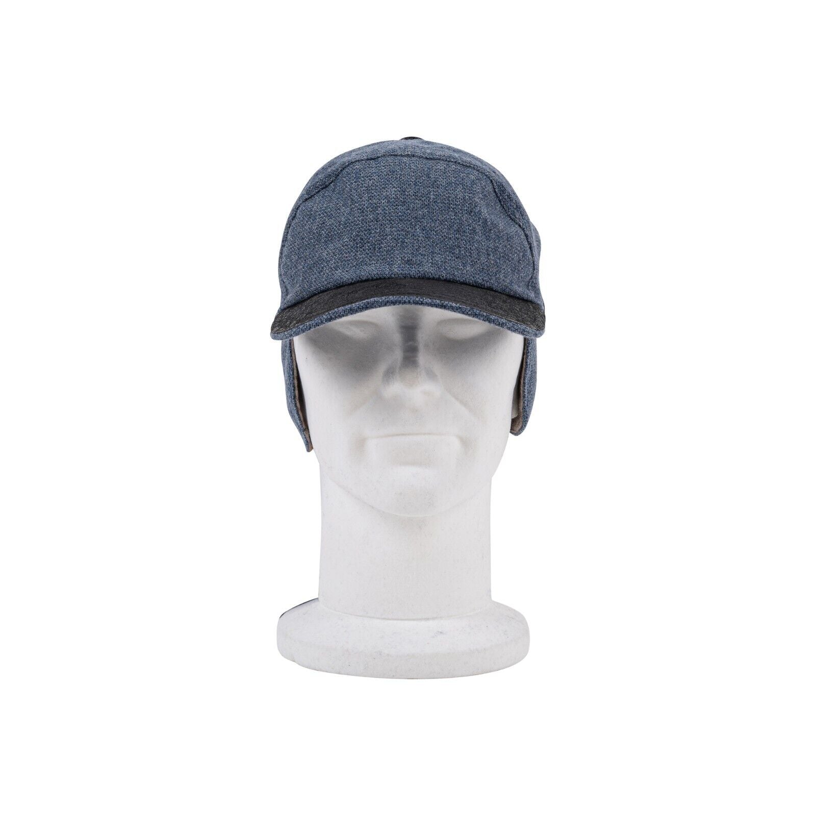 590$ FEDELI CASHMERE Blue Baseball Hat Cap Lander Cashmere Felt + Deerskin Sz M