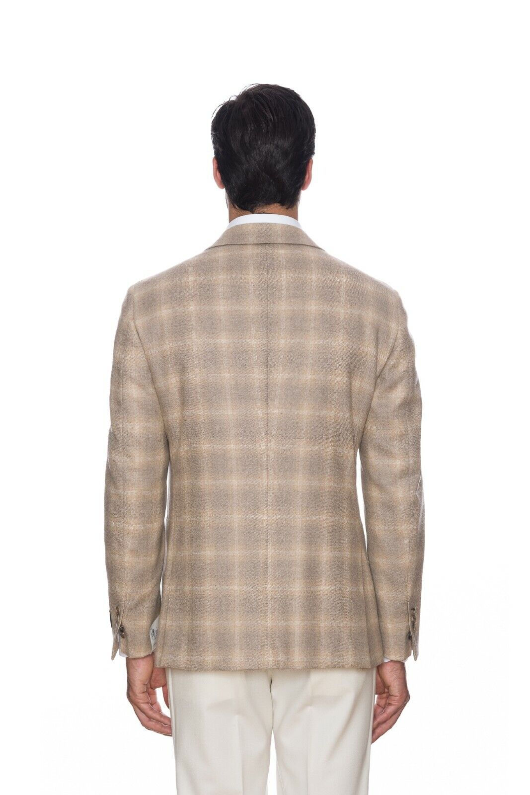$2790 BELVEST Beige Check Pure Cashmere Jacket 40 US / 50 EU Drop 7R