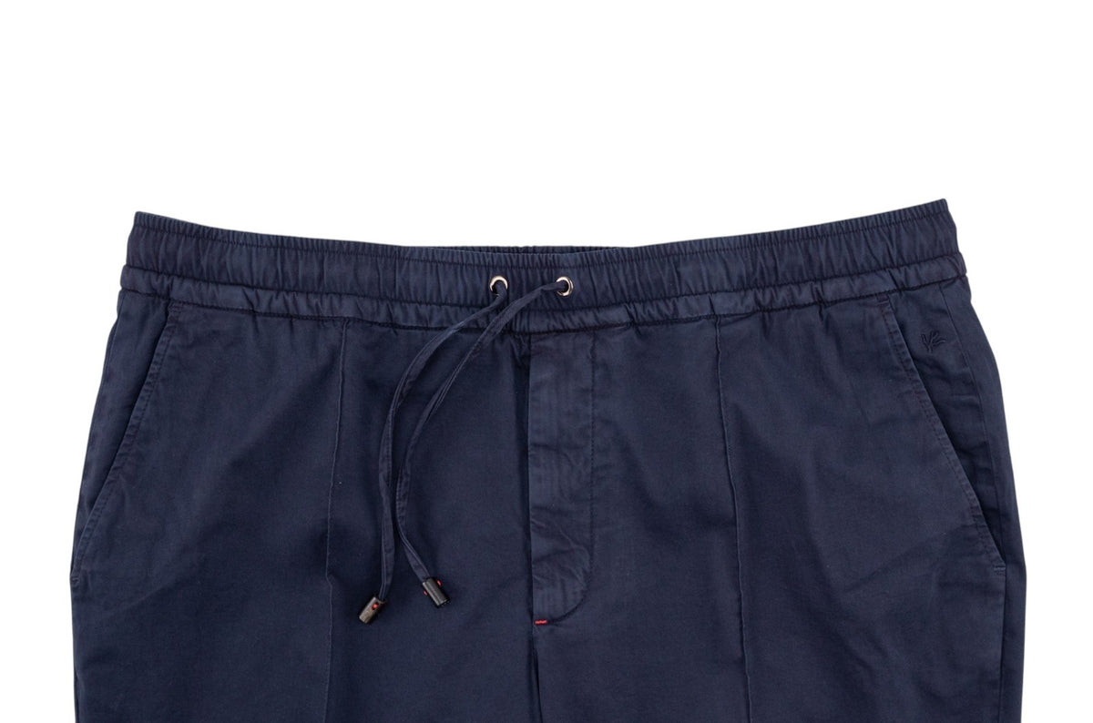 1050$ ISAIA NAPOLI Blue Indigo Drawstring Pant Cotton Relaxed 42 US / 58 IT