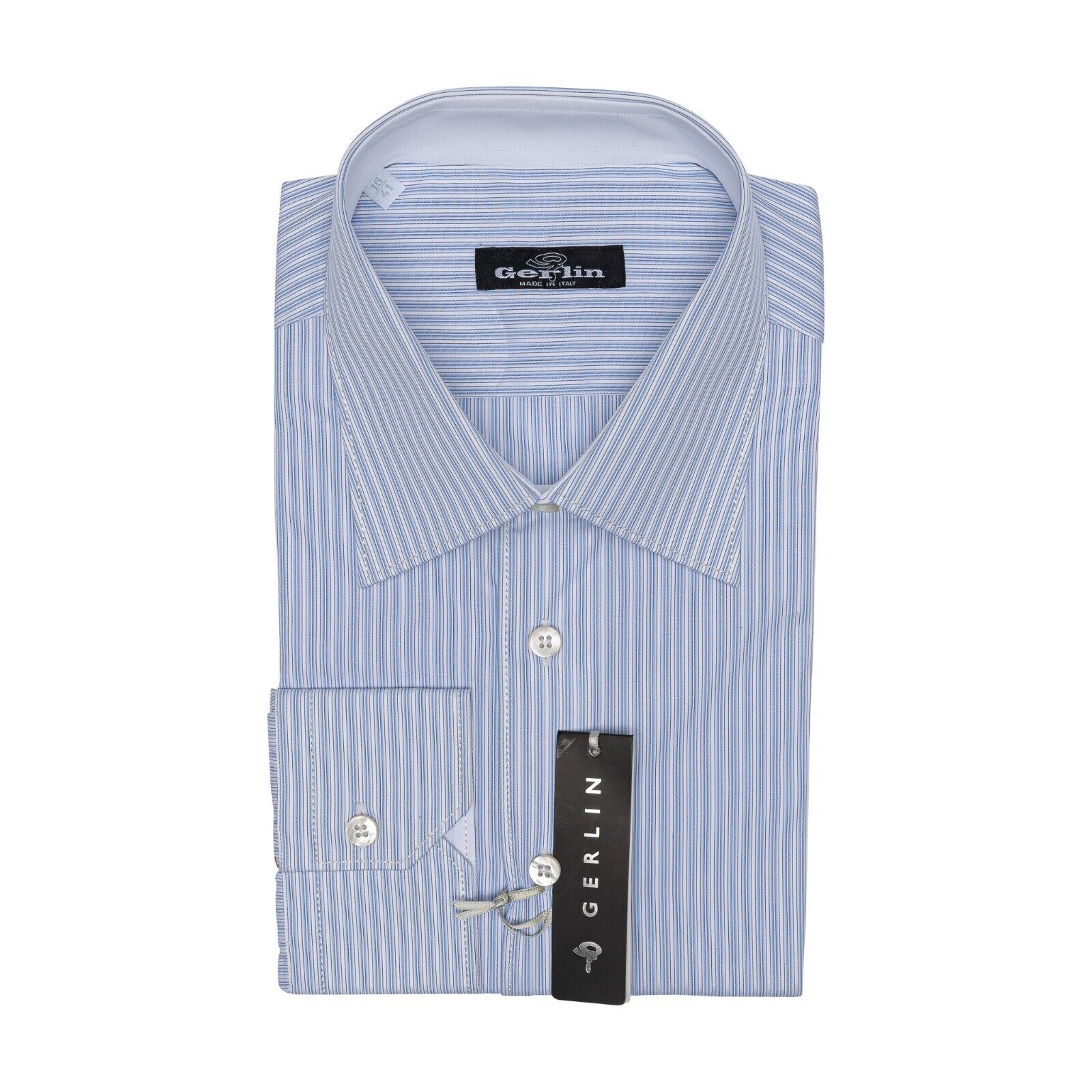 690$ LUXURY GERLIN Shirt Striped ALUMO Jacquard Cotton 16 - 41 3A ZILLI