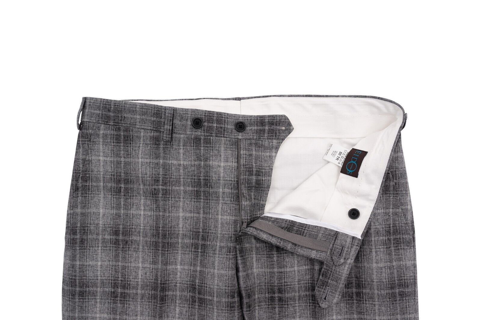 $1800 EIDOS by ISAIA NAPOLI Gray Checks Suit Cotton Wool Silk
