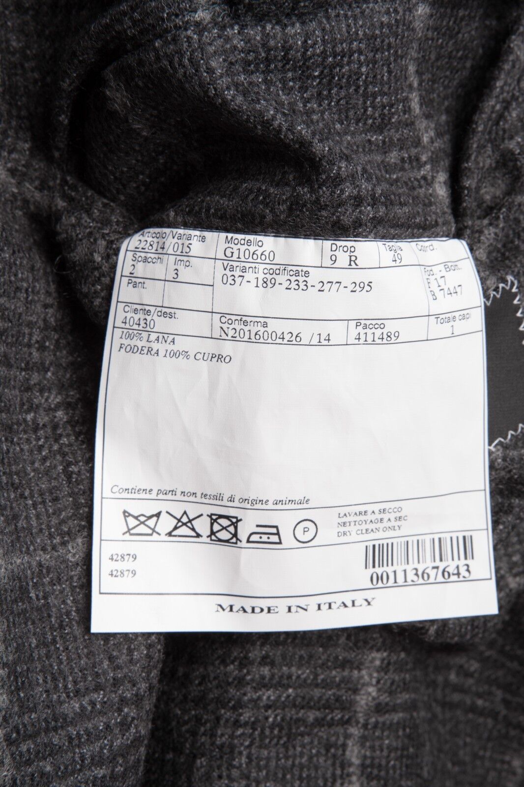 $2390 BELVEST Gray Flannel Wool Windowpane Jacket Double Breasted 39 US 49 EU 9R