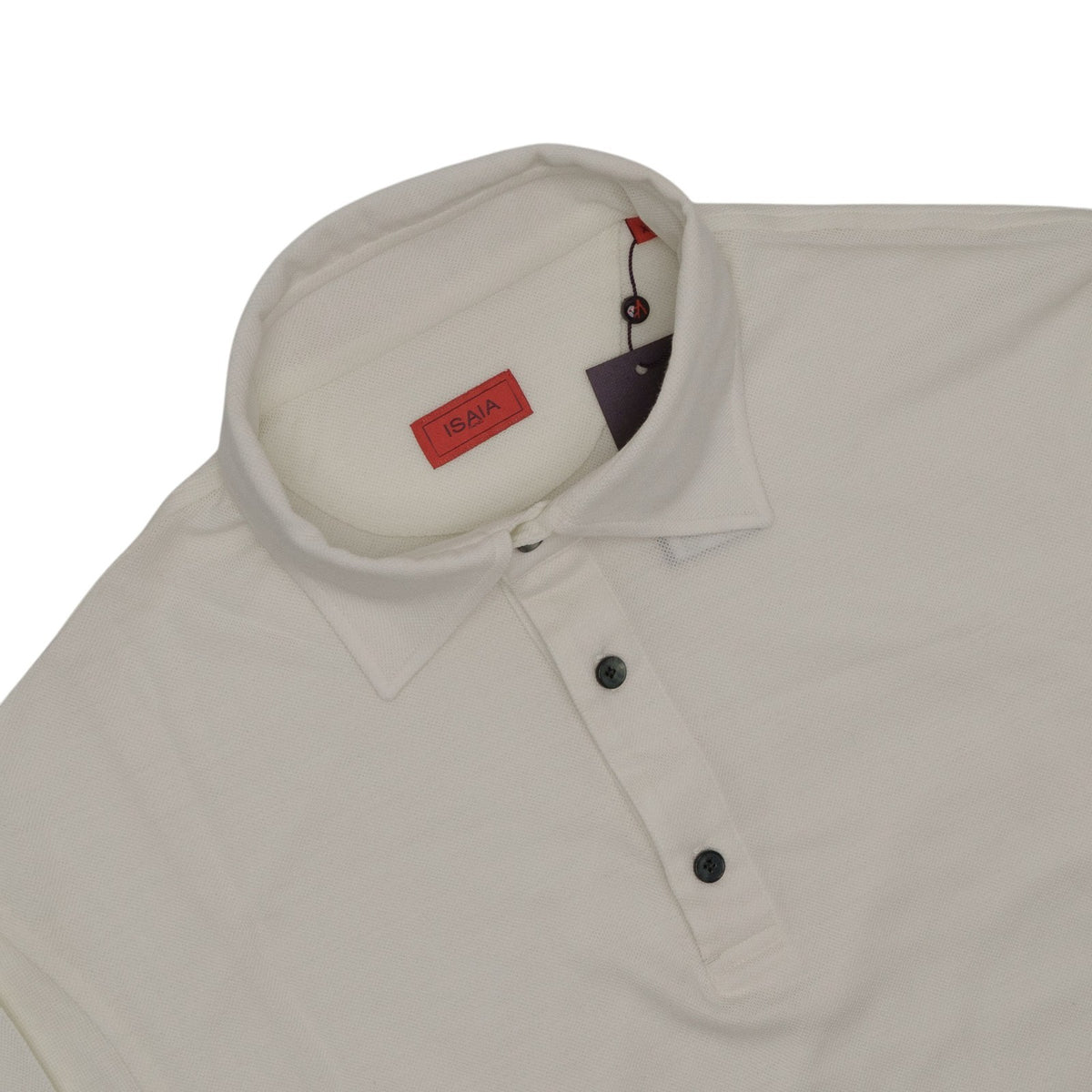 1200$ ISAIA NAPOLI "Iconico" Ivory Knit Sartorial Polo Wool Hand-Sewn Size XL