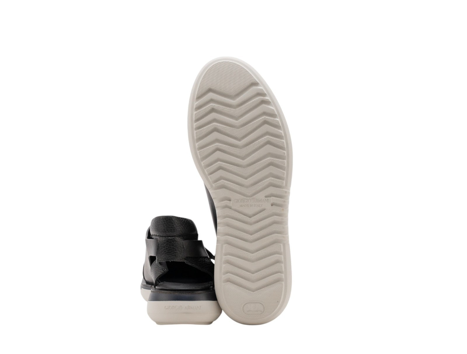 1250$ GIORGIO ARMANI Sandal Sneakers Shoes With Cut-Outs Black Leather