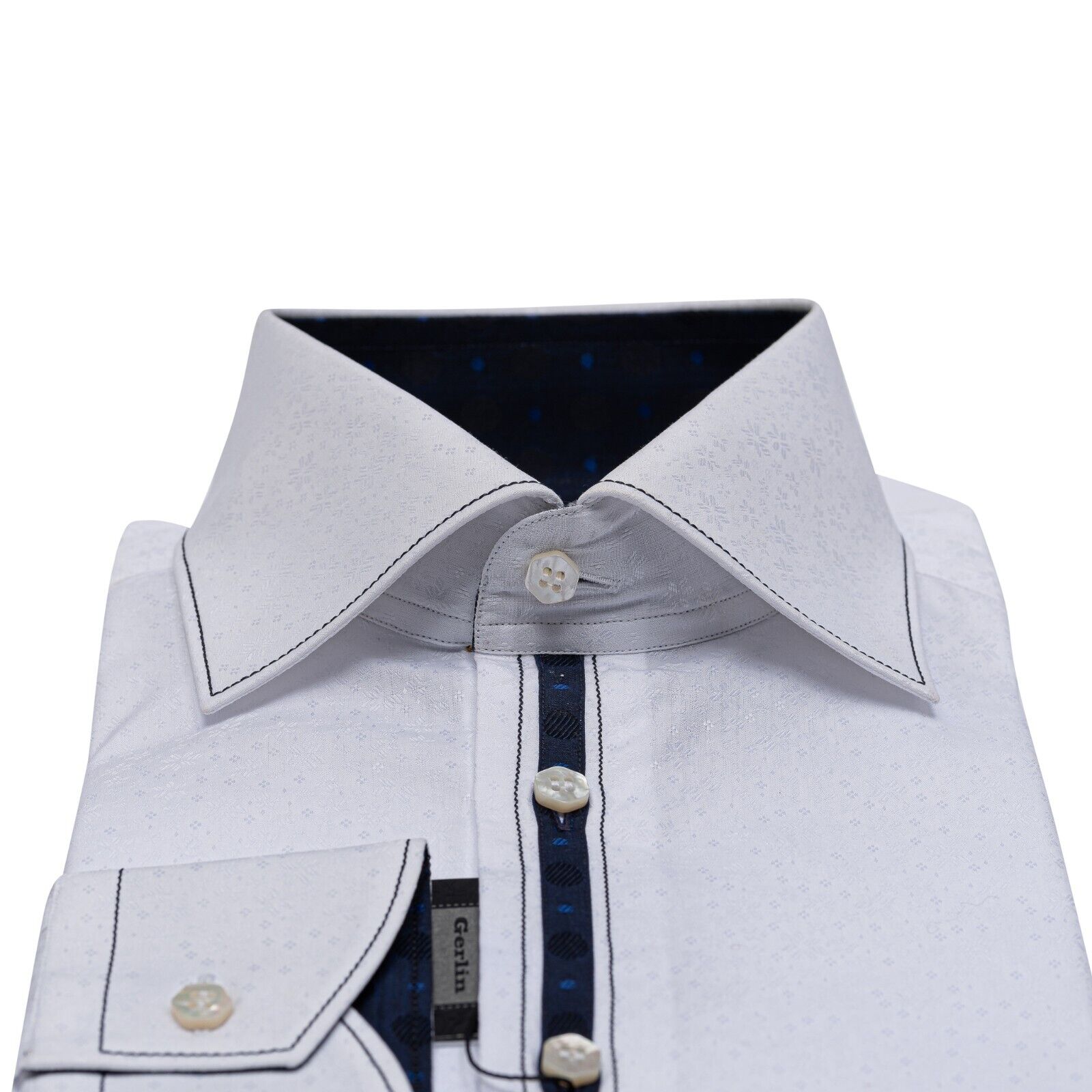 690$ LUXURY GERLIN Shirt White ALUMO Jacquard Cotton 16 - 41 3AT BIJAN