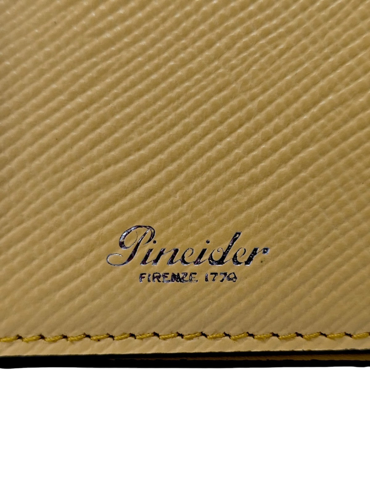 260$ PINEIDER FIRENZE 1774 Compact Folded Card Holder Saffiano Calf Egg