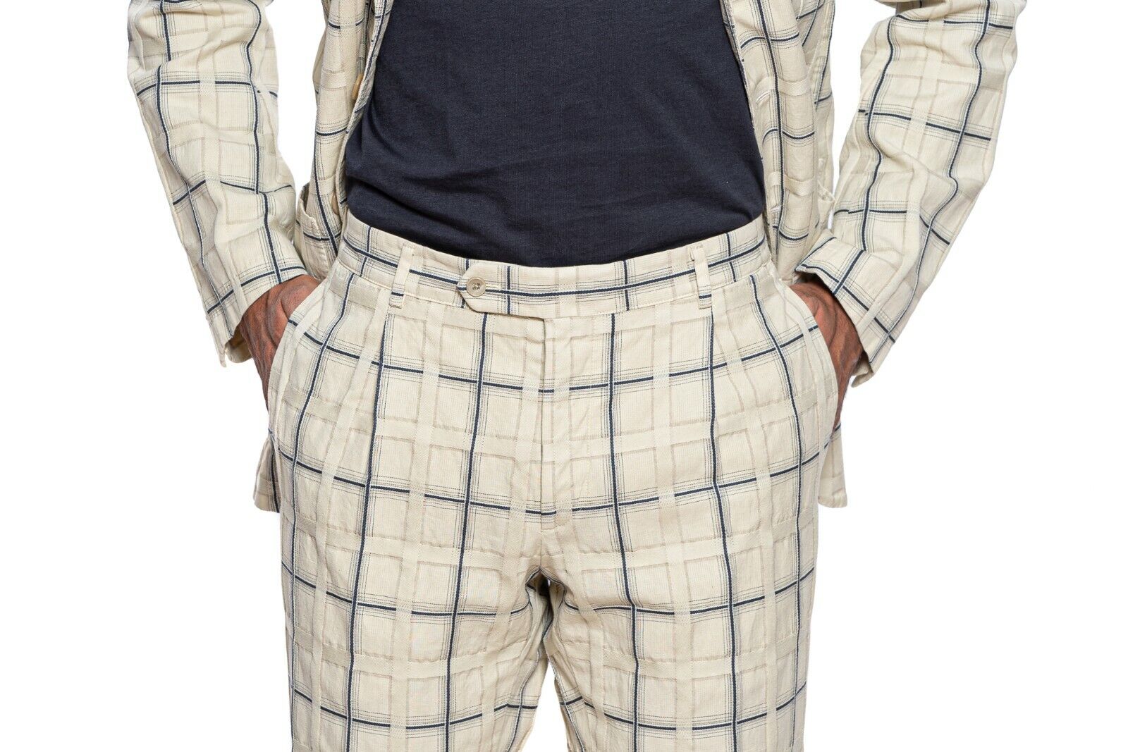 $2690 Belvest Ivory Sport Suit Linen Cotton SAN GALLO Fabric 7R Slim Fit