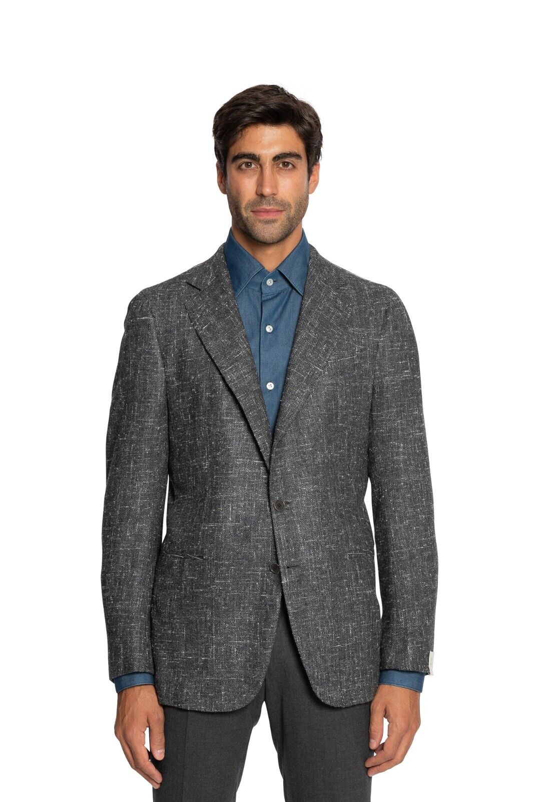 $2150 LUIGI BORRELLI "FIRENZE" Hand-Sewn Dark Gray Jacket Cashmere Silk Mohair