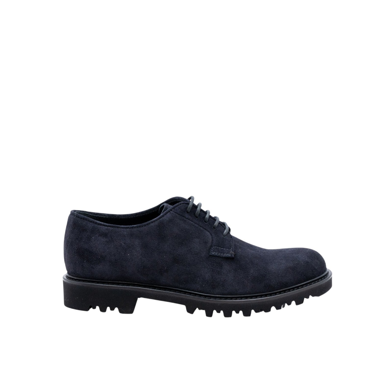 $1150 GIORGIO ARMANI Derby Shoes Lug-Sole blue Navy Suede - Made In Italy
