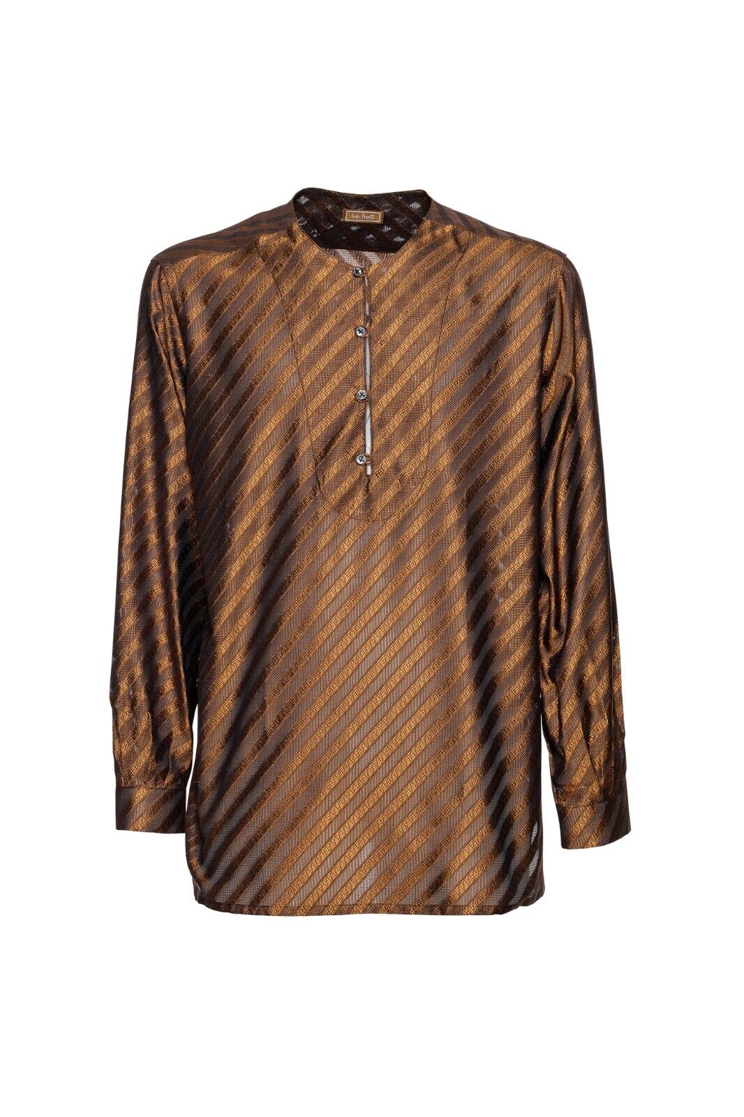 750$ ITALO FERRETTI Shirt Rust "SERAPHINE" 100% Silk COMO Size L BIJAN