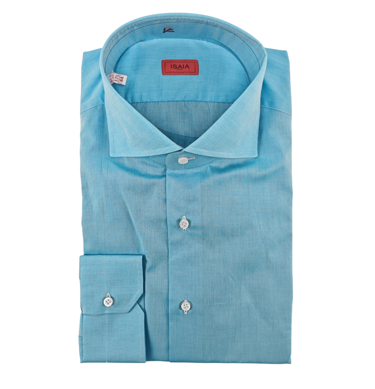 750$ ISAIA "Mix" Dress Shirt Sky Blue Solid Lightwheight Cotton 16 - 41