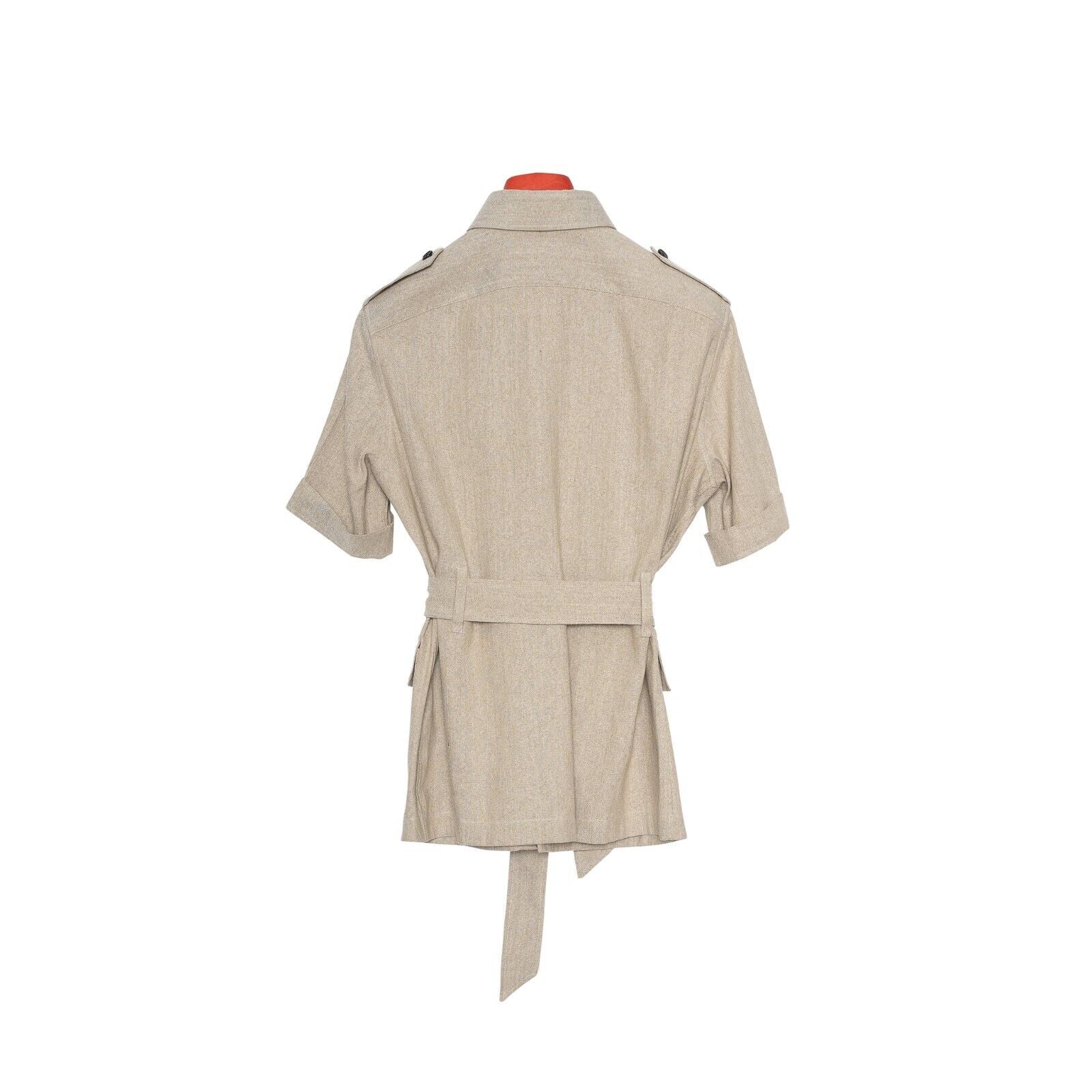 $3900 ISAIA NAPOLI Beige Hand-Sewn Safari Jacket Coat Cotton Size XS